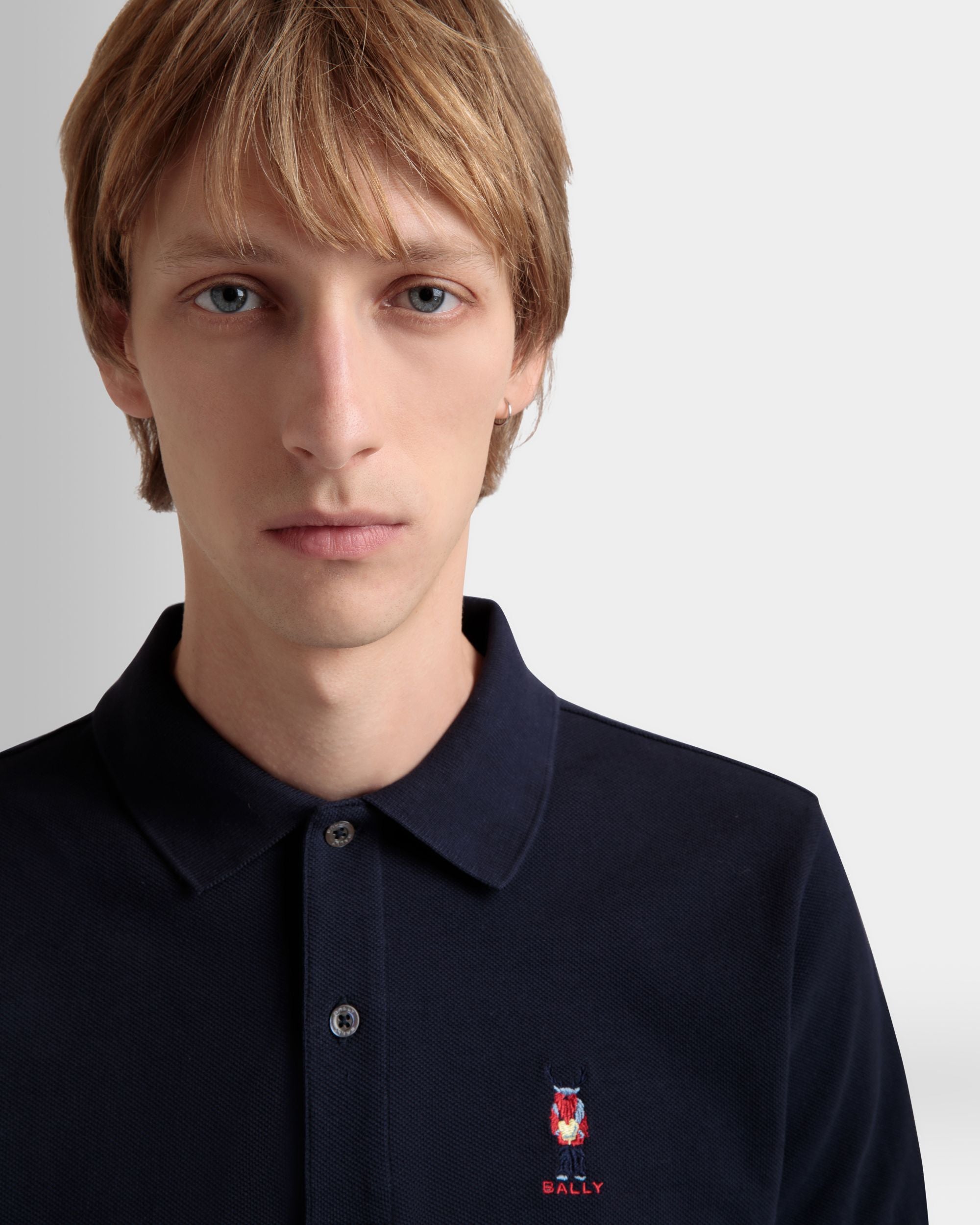 Polo De Algodón Navy Blue Con Forest Mask - Hombre - Bally - 08