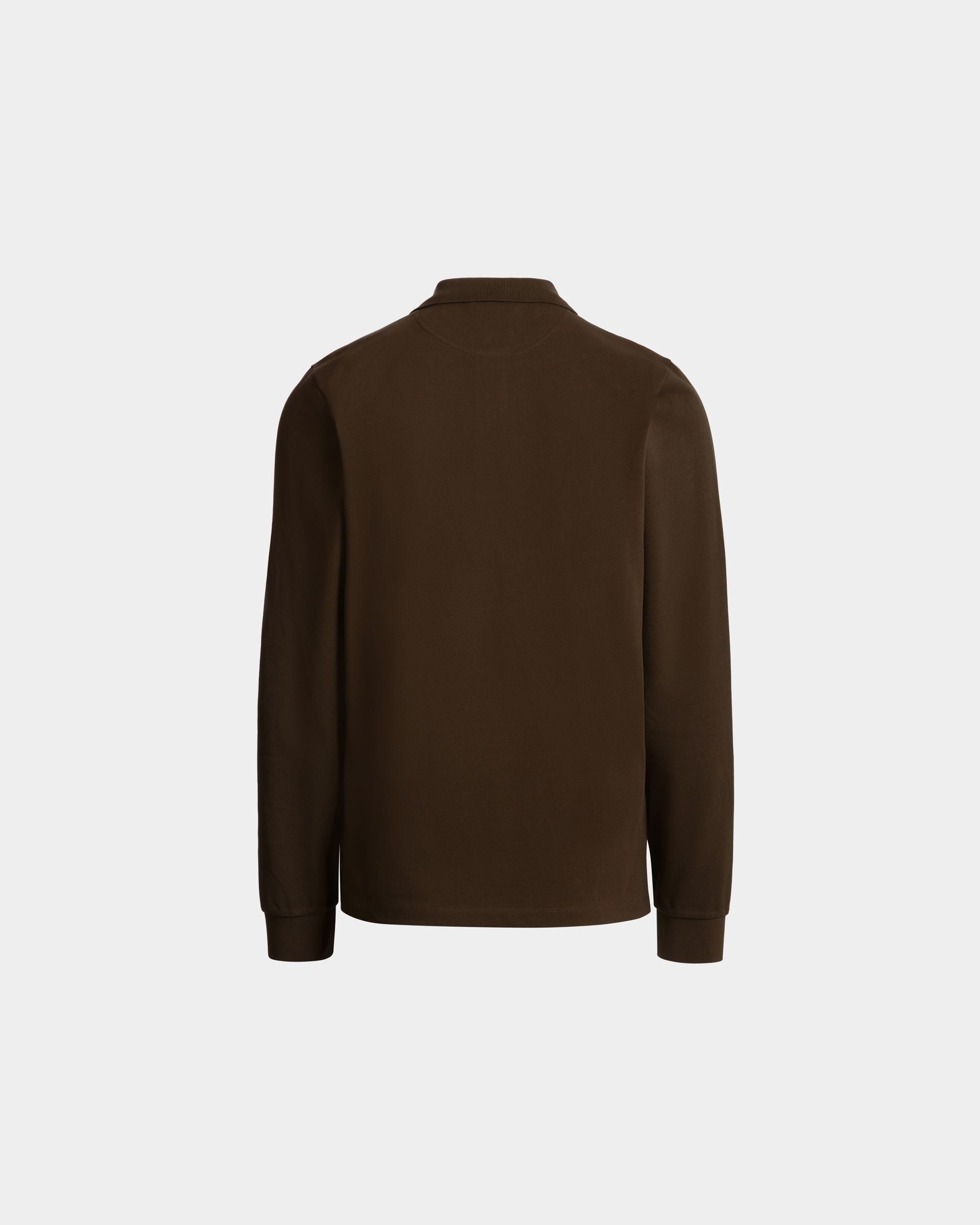 Polo De Manga Larga De Algodón Marrón Con Forest Mask - Hombre - Bally - 07