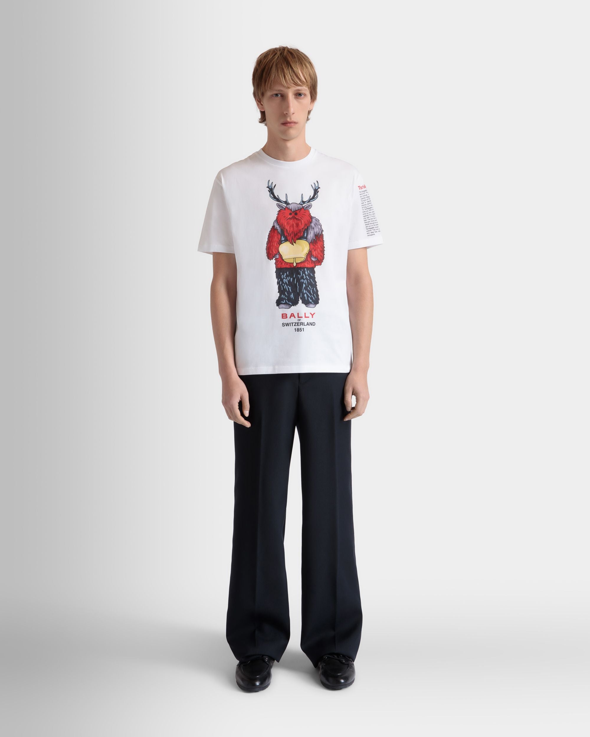 Camiseta De Algodón Blanco Con Forest Mask - Hombre - Bally - 02