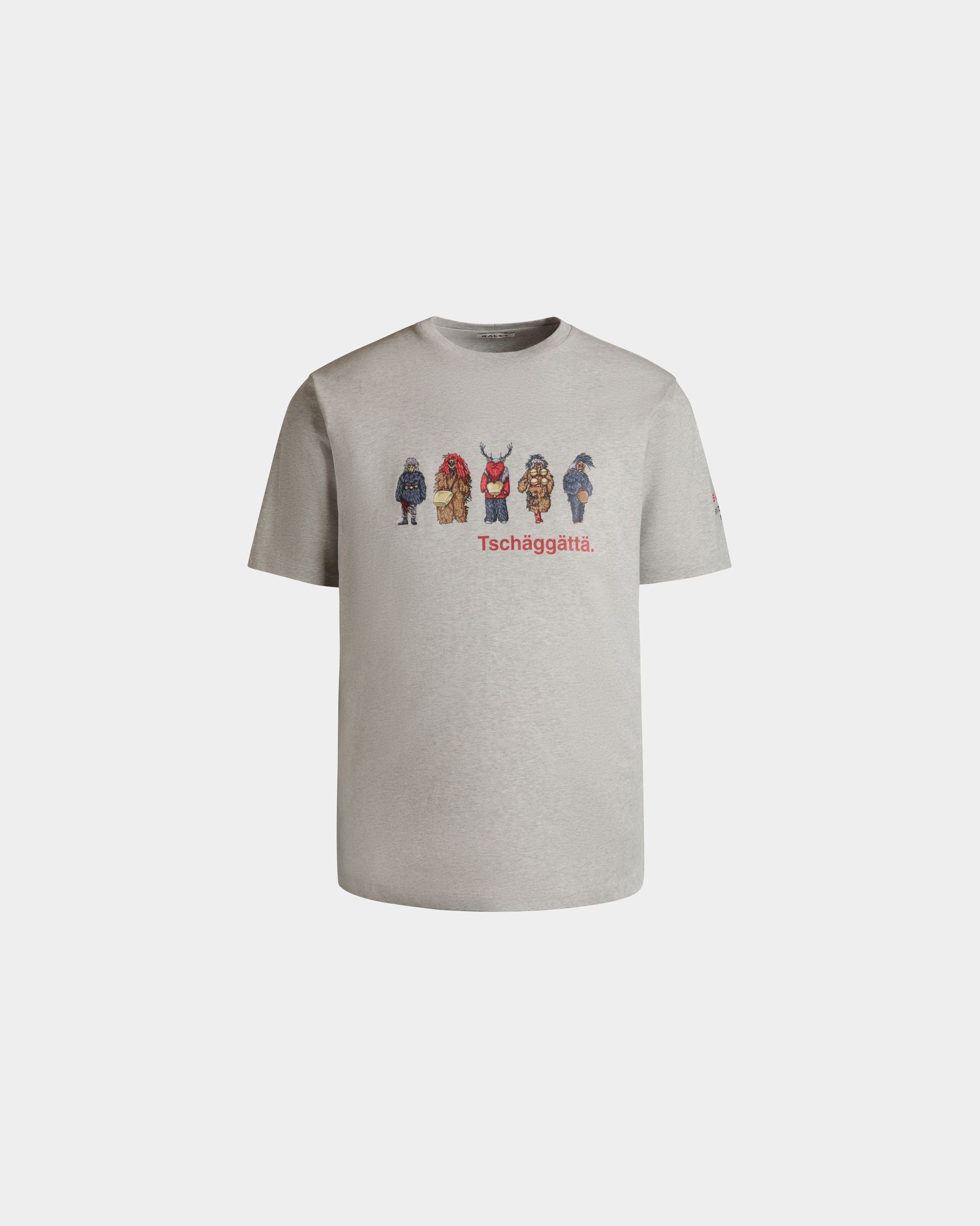 Camiseta De Algodón Grey Melange Con Forest Mask - Hombre - Bally - 01