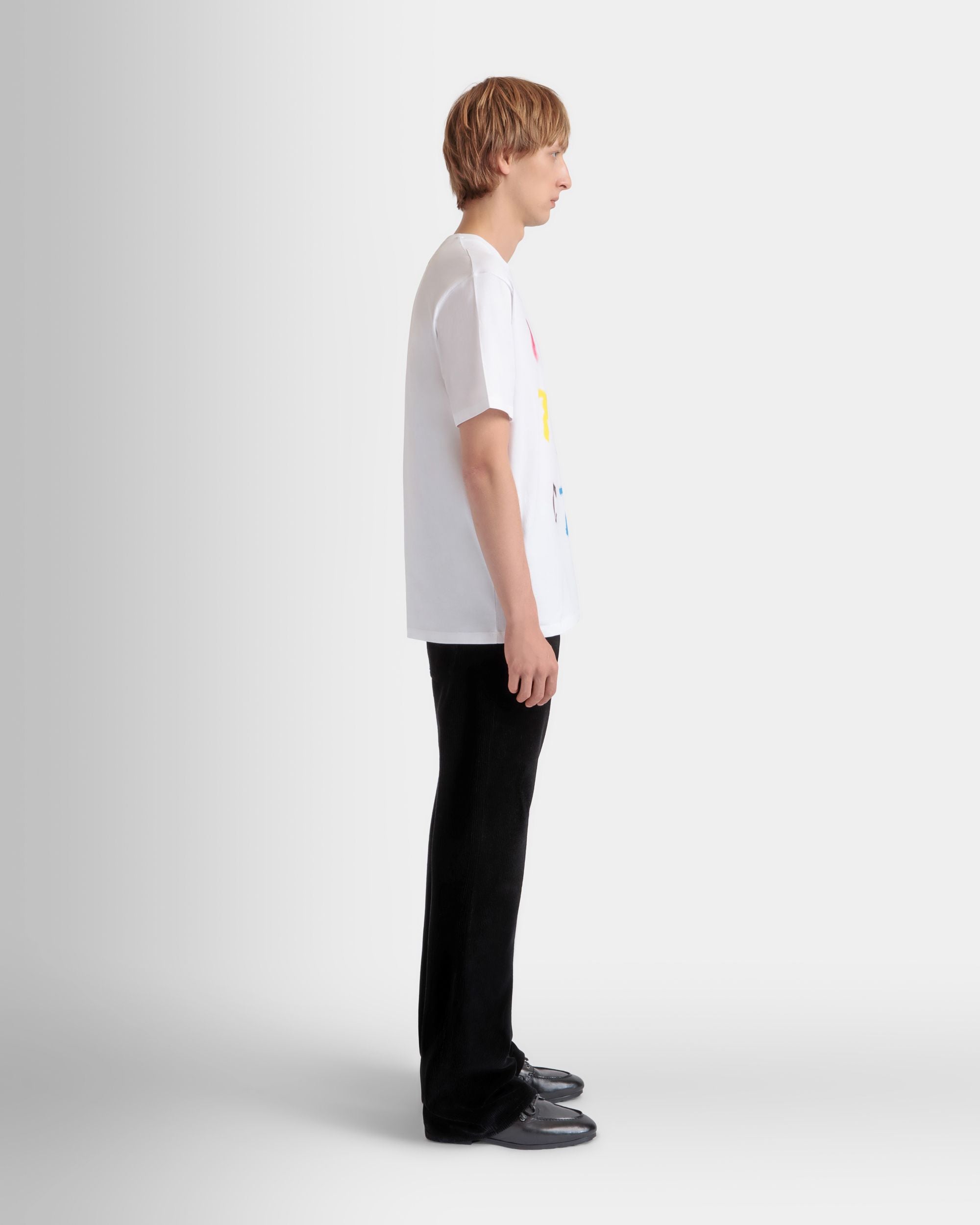 Camiseta De Algodón Blanco Con Bally Instinct - Hombre - Bally - 05