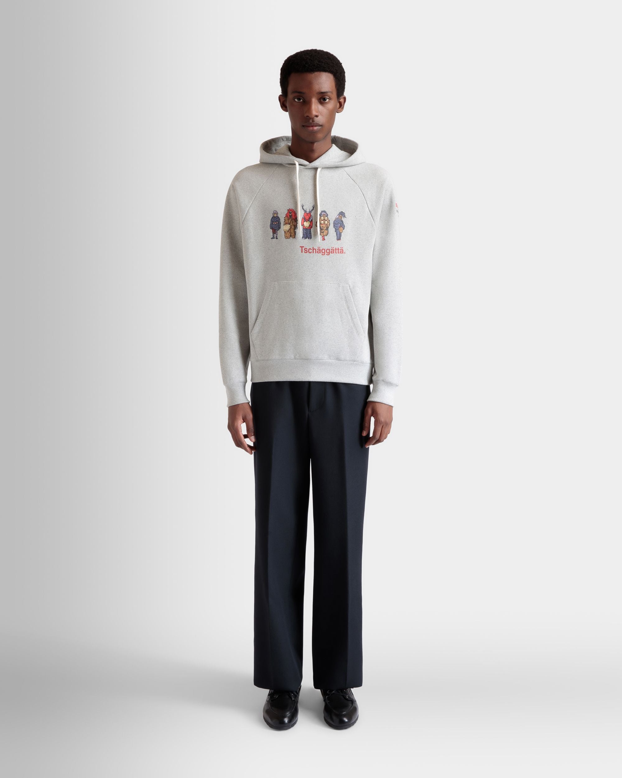 Sudadera Con Capucha De Algodón Grey Melange Con Forest Mask - Hombre - Bally - 02