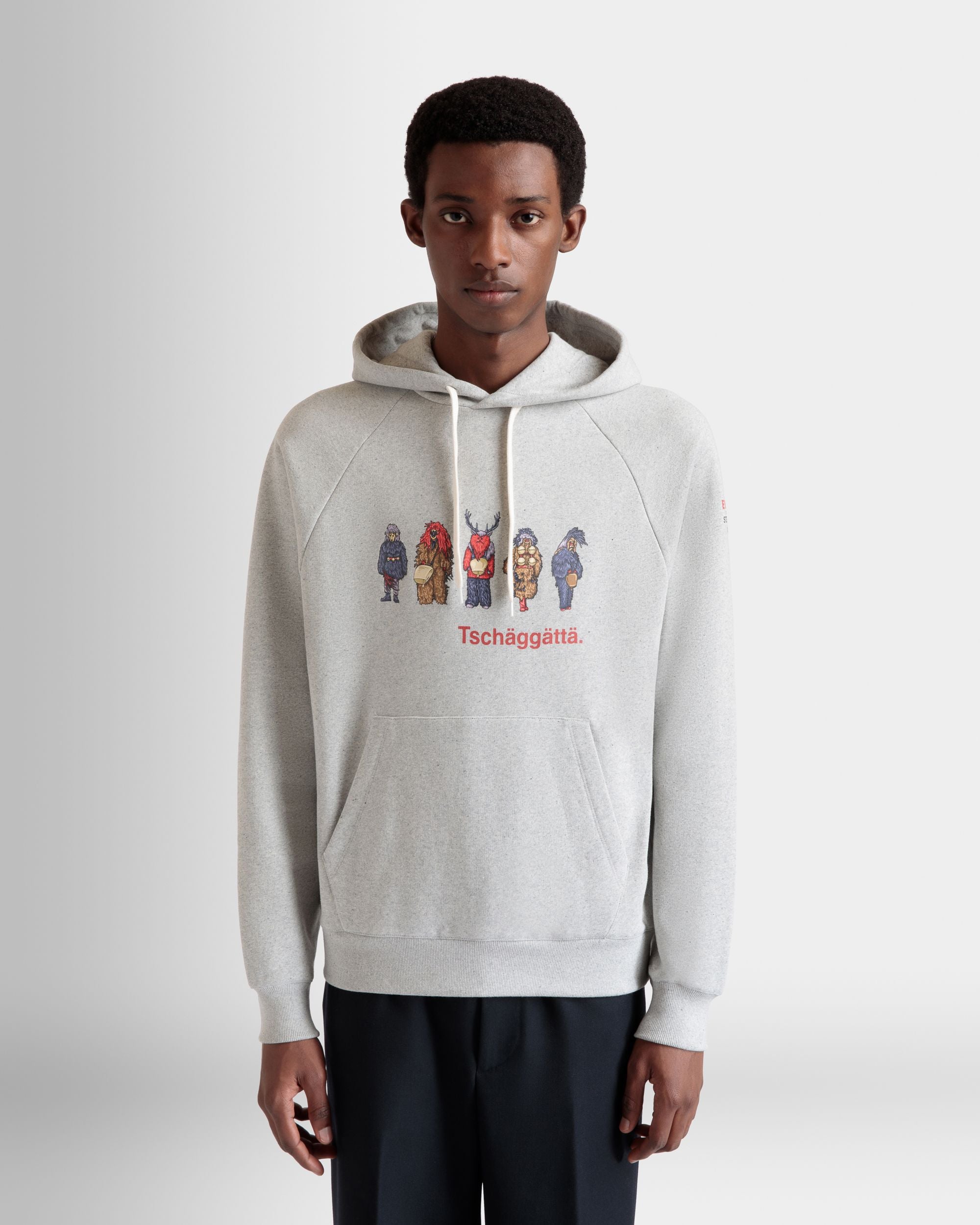 Sudadera Con Capucha De Algodón Grey Melange Con Forest Mask - Hombre - Bally - 03