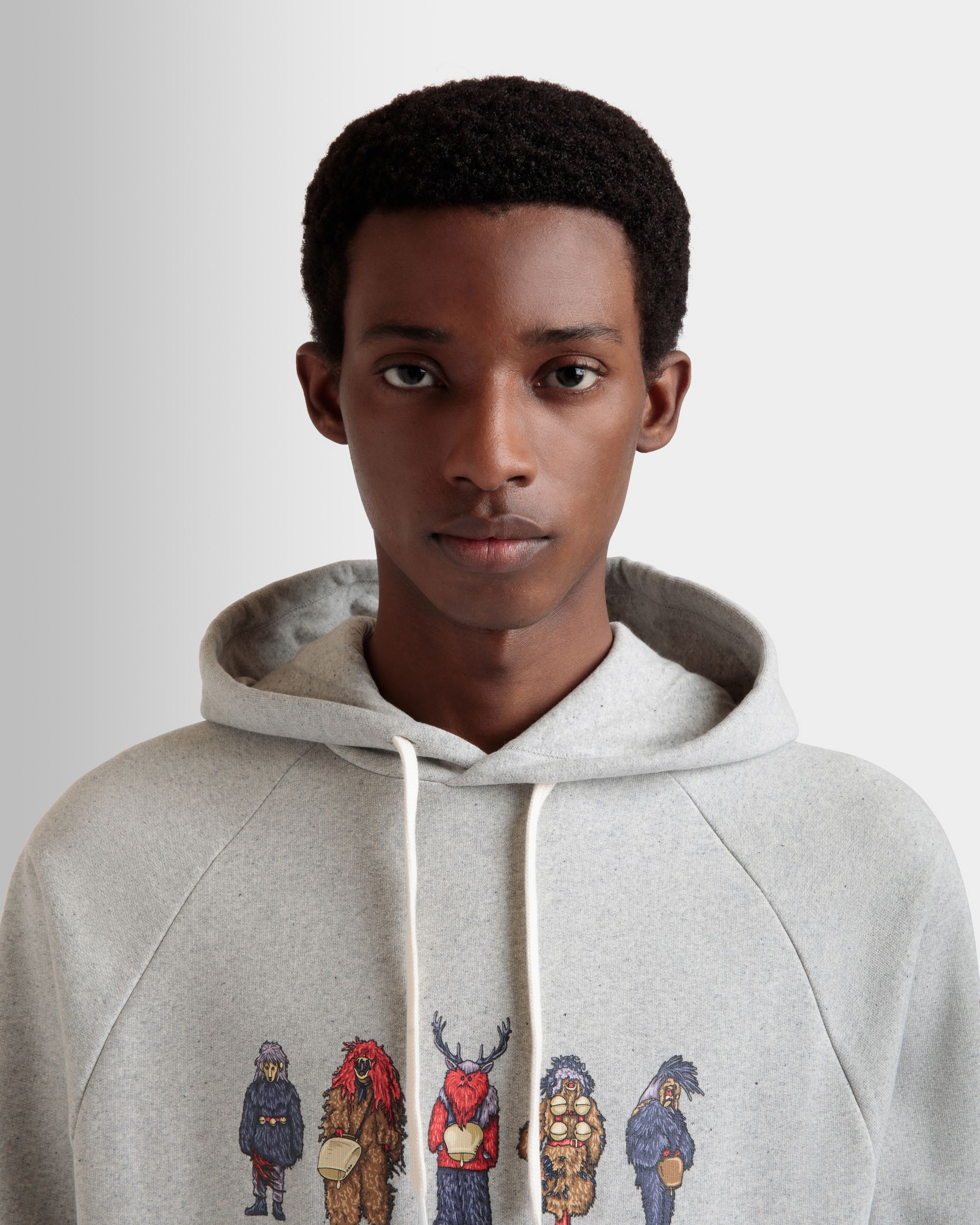 Sudadera Con Capucha De Algodón Grey Melange Con Forest Mask - Hombre - Bally - 08