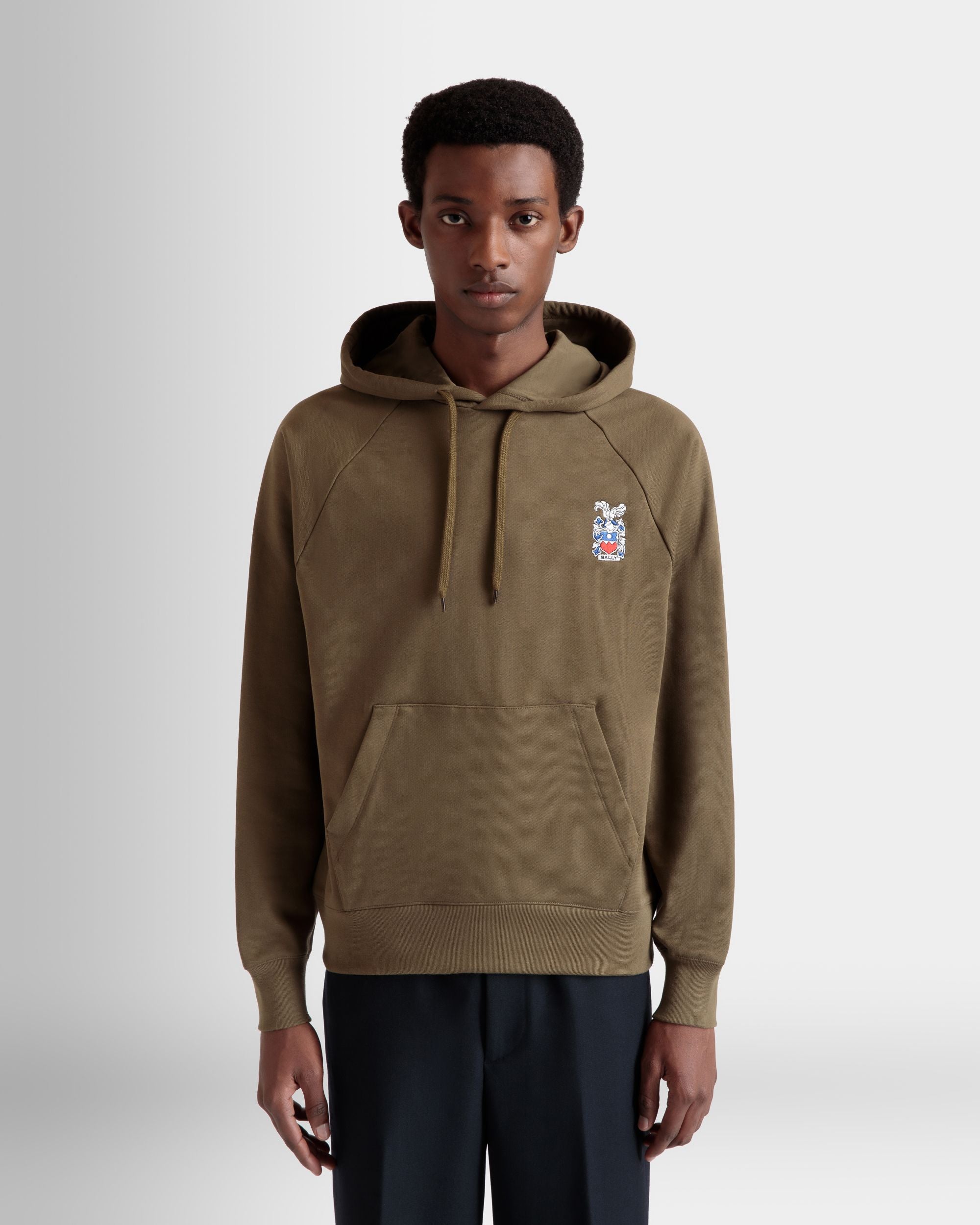 Sudadera Con Capucha De Algodón Marrón Con Escudo Bally Crest - Hombre - Bally - 03
