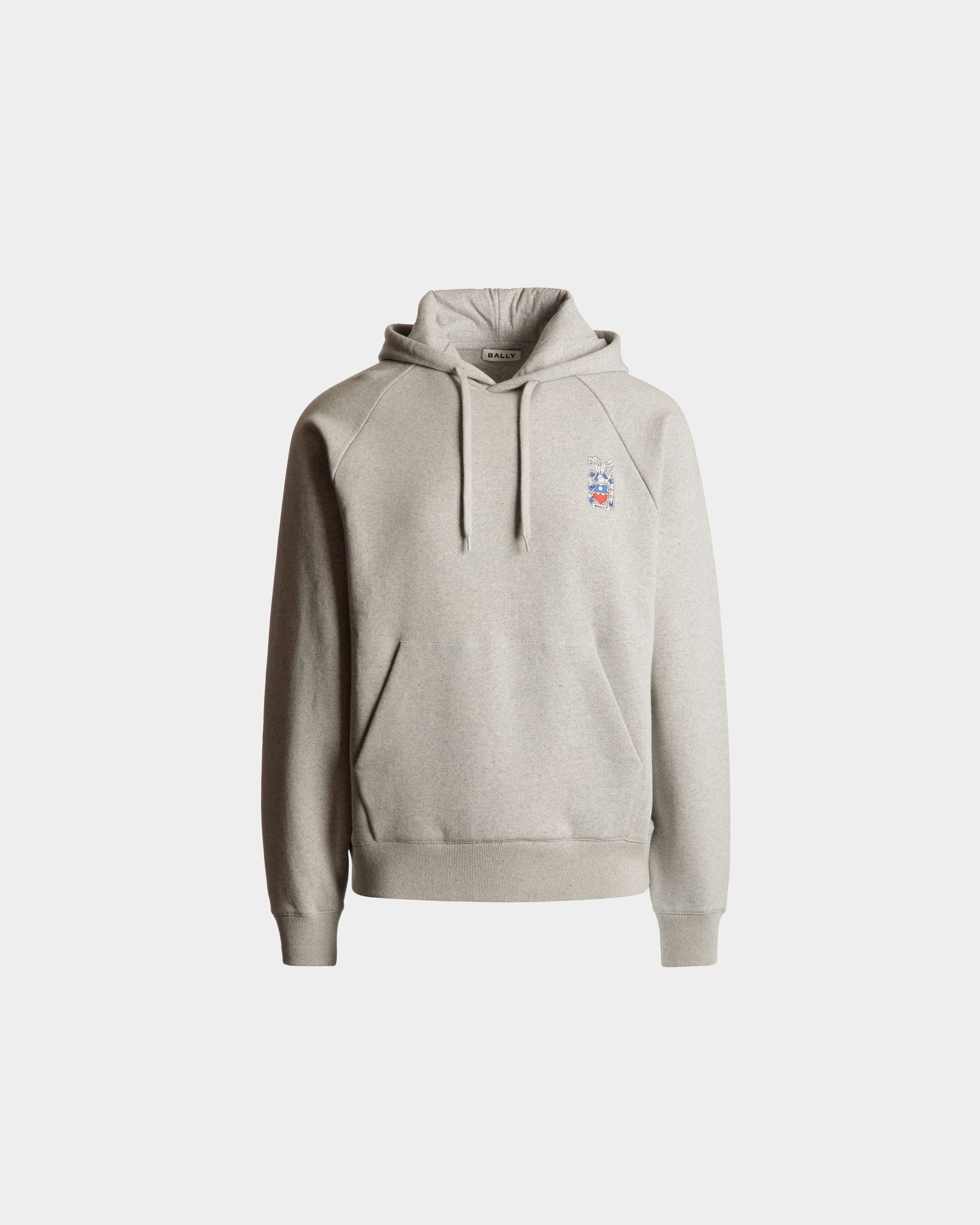 Sudadera Con Capucha Y Escudo Bally Crest De Algodón Grey Melange - Hombre - Bally - 01