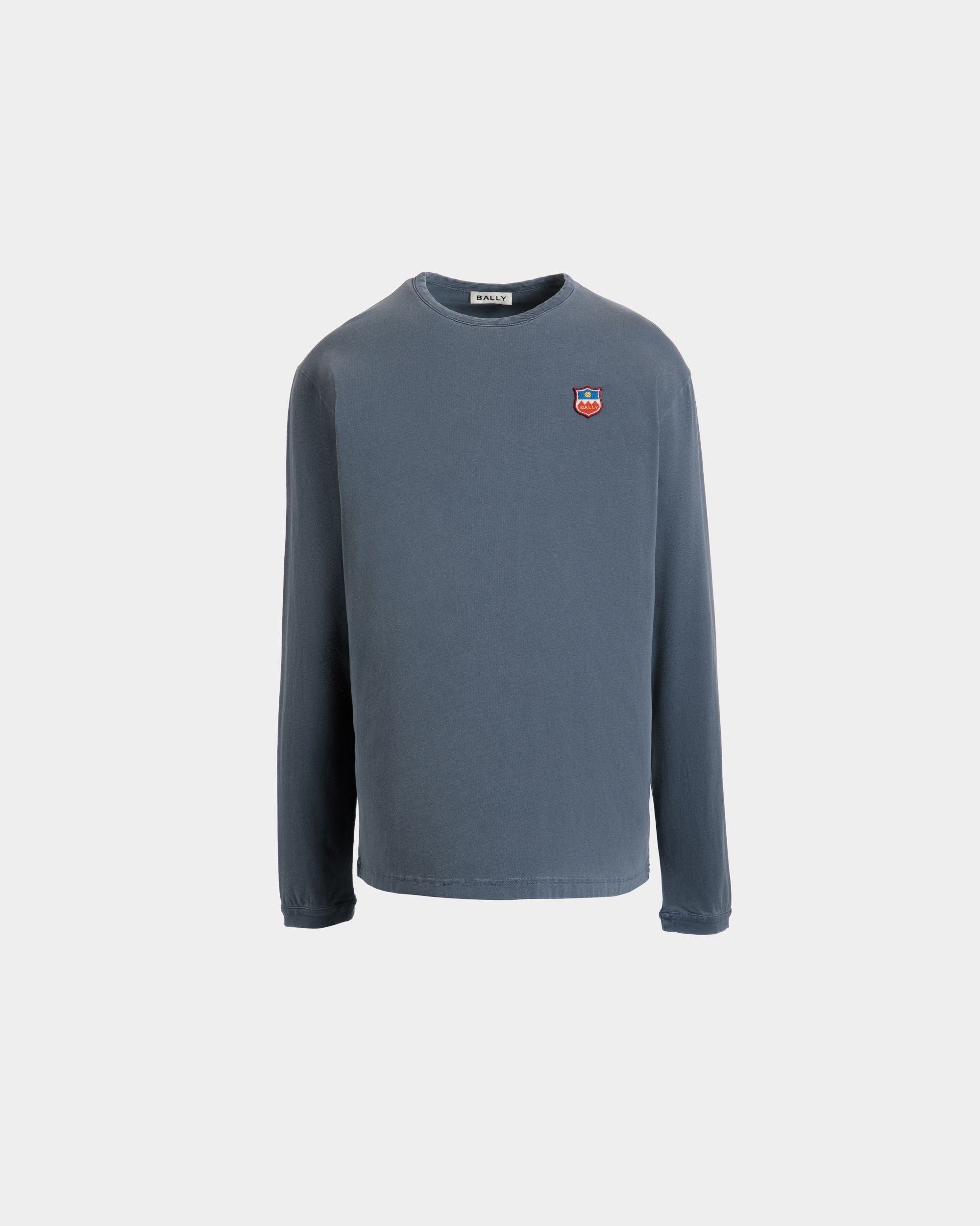 Camiseta De Manga Larga De Algodón Navy Blue - Hombre - Bally - 01