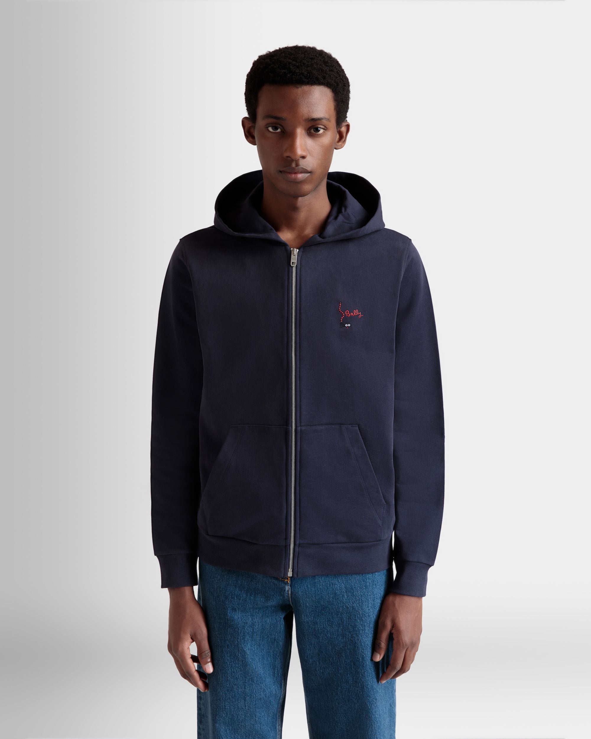 Sudadera Con Capucha De Algodón Navy Blue - Hombre - Bally - 08