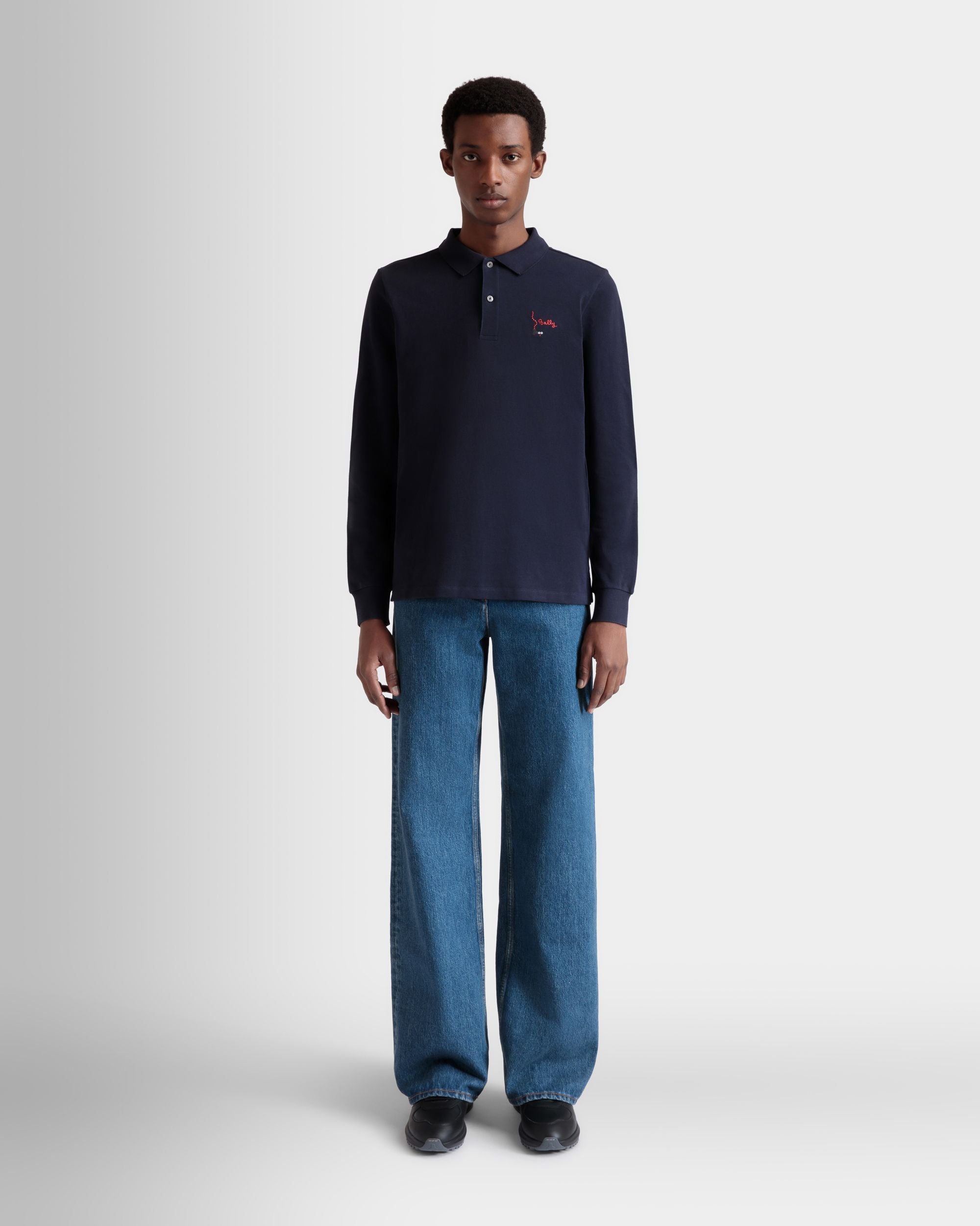 Polo De Manga Larga De Algodón Navy Blue - Hombre - Bally - 02