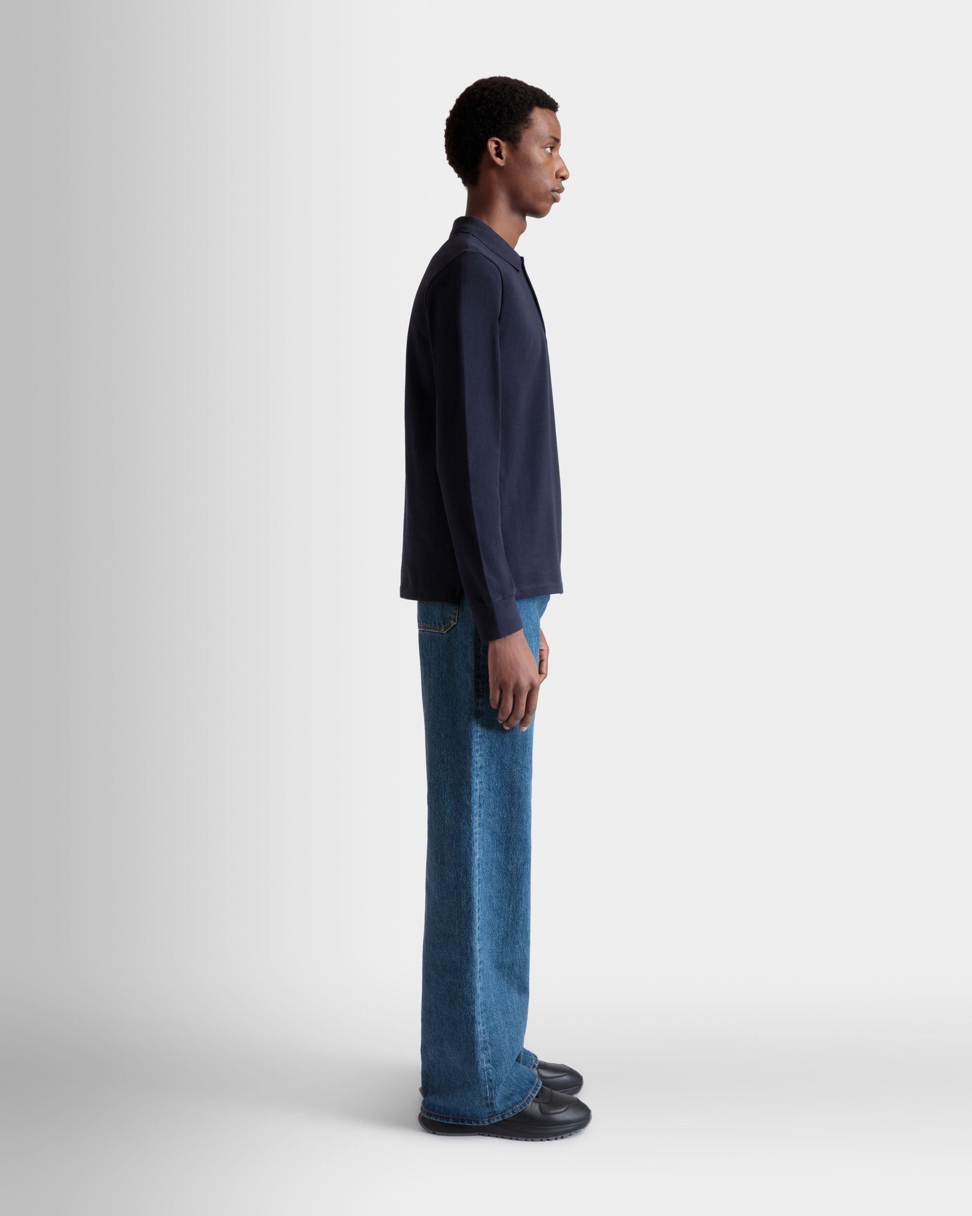 Polo De Manga Larga De Algodón Navy Blue - Hombre - Bally - 05