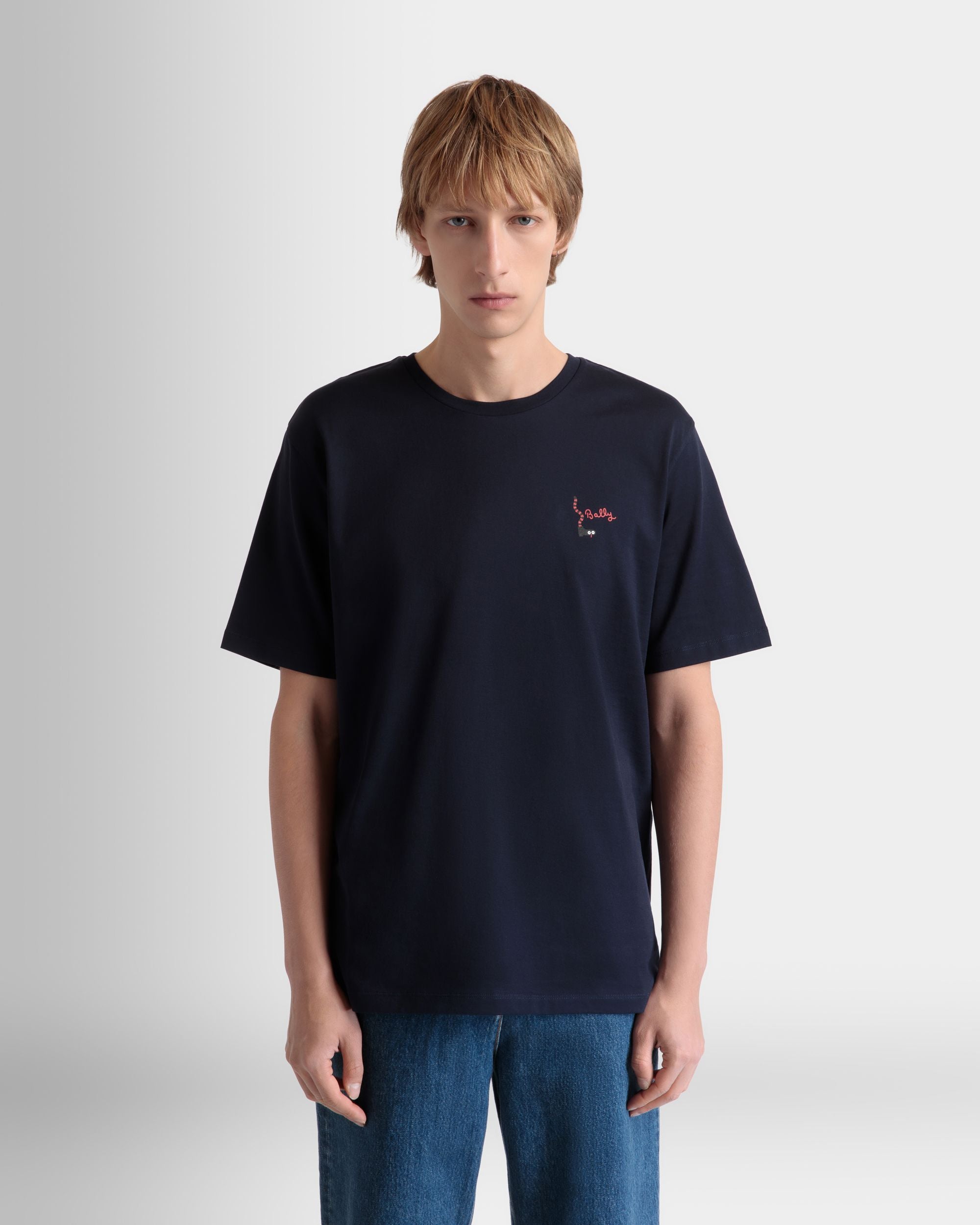 Camiseta De Algodón Navy Blue - Hombre - Bally - 08