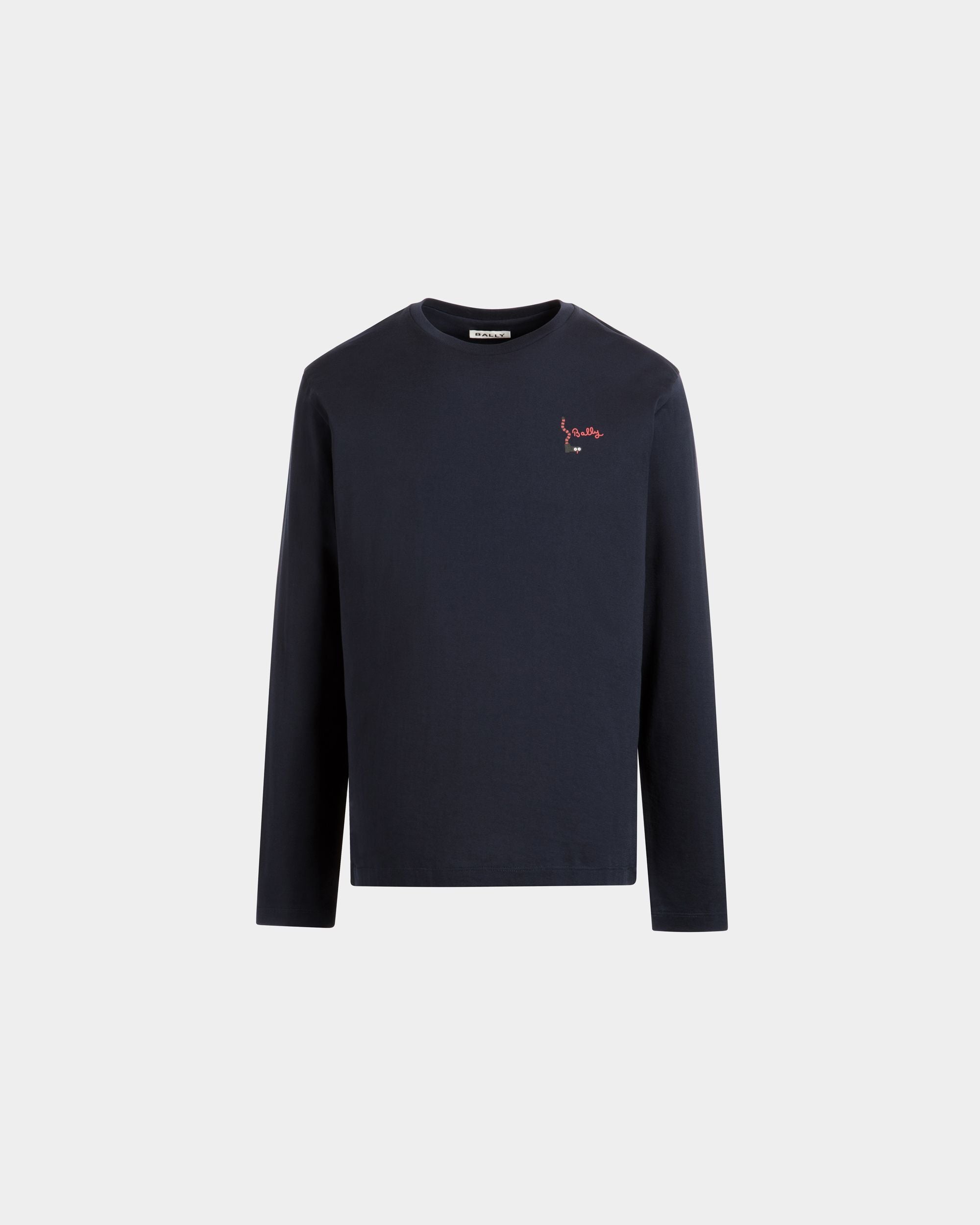 Camiseta De Manga Larga De Algodón Navy Blue - Hombre - Bally - 01