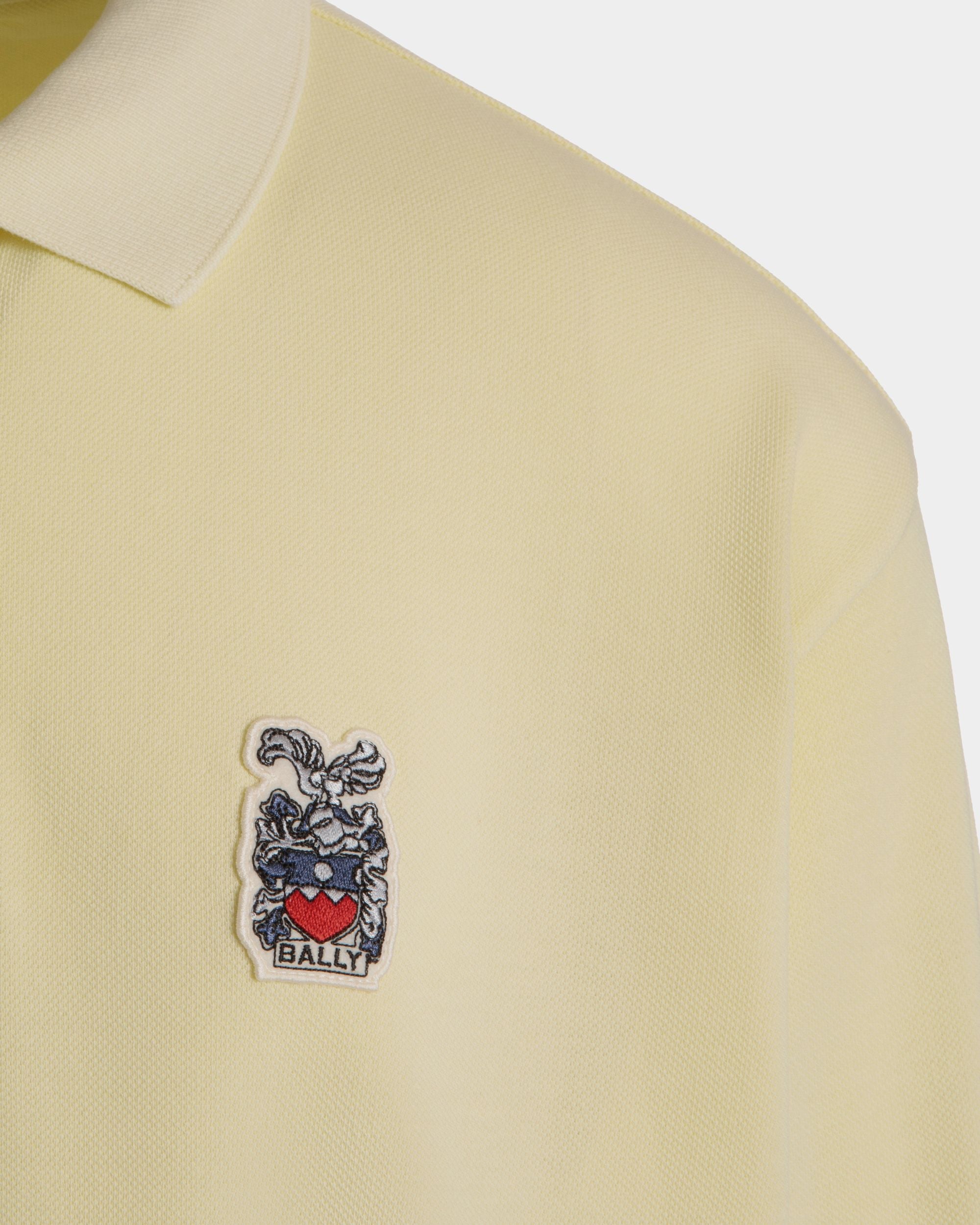 Long Sleeve Polo Shirt in Dusty Yellow Cotton - Men's - Bally - 02
