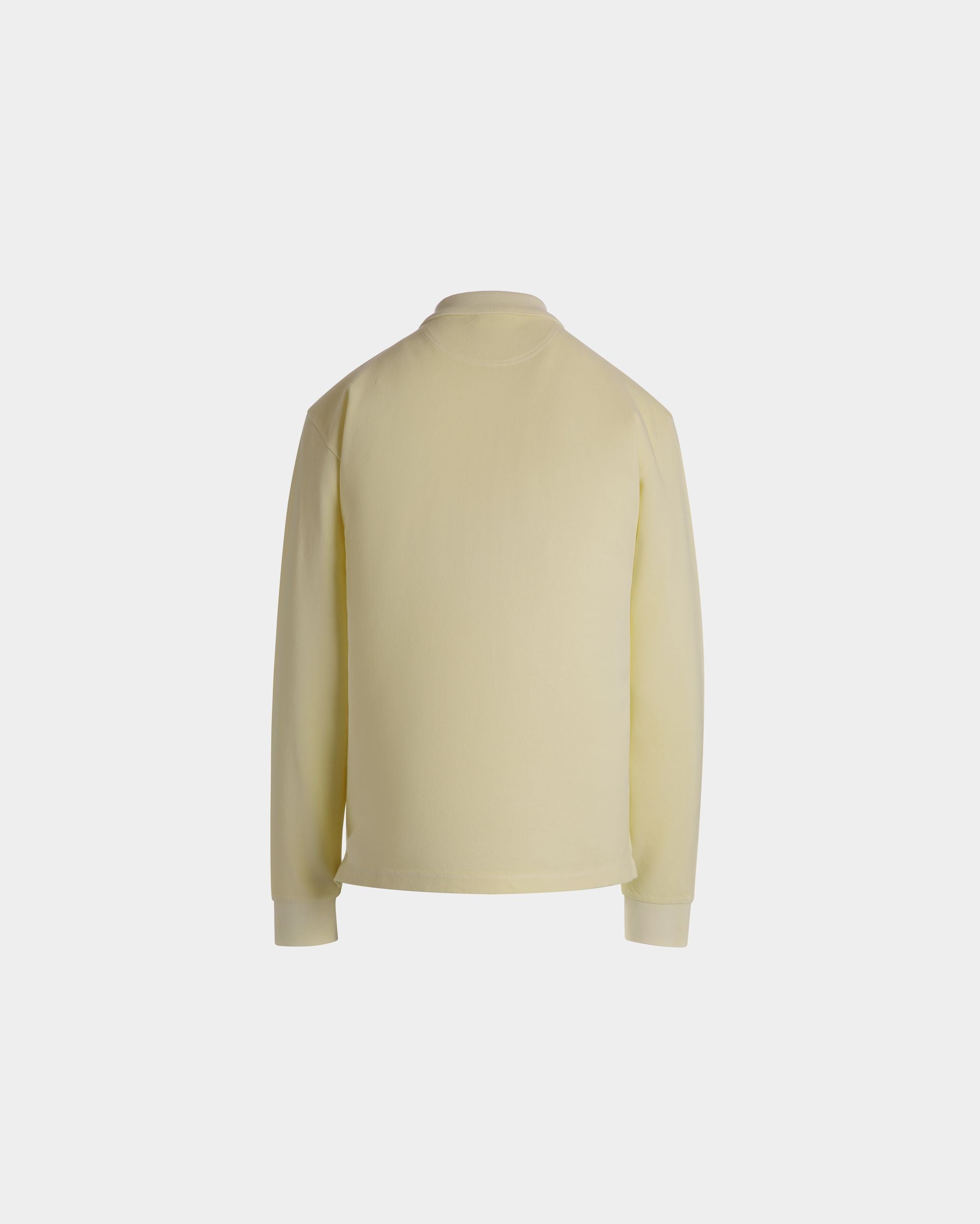 Long Sleeve Polo Shirt in Dusty Yellow Cotton - Men's - Bally - 03