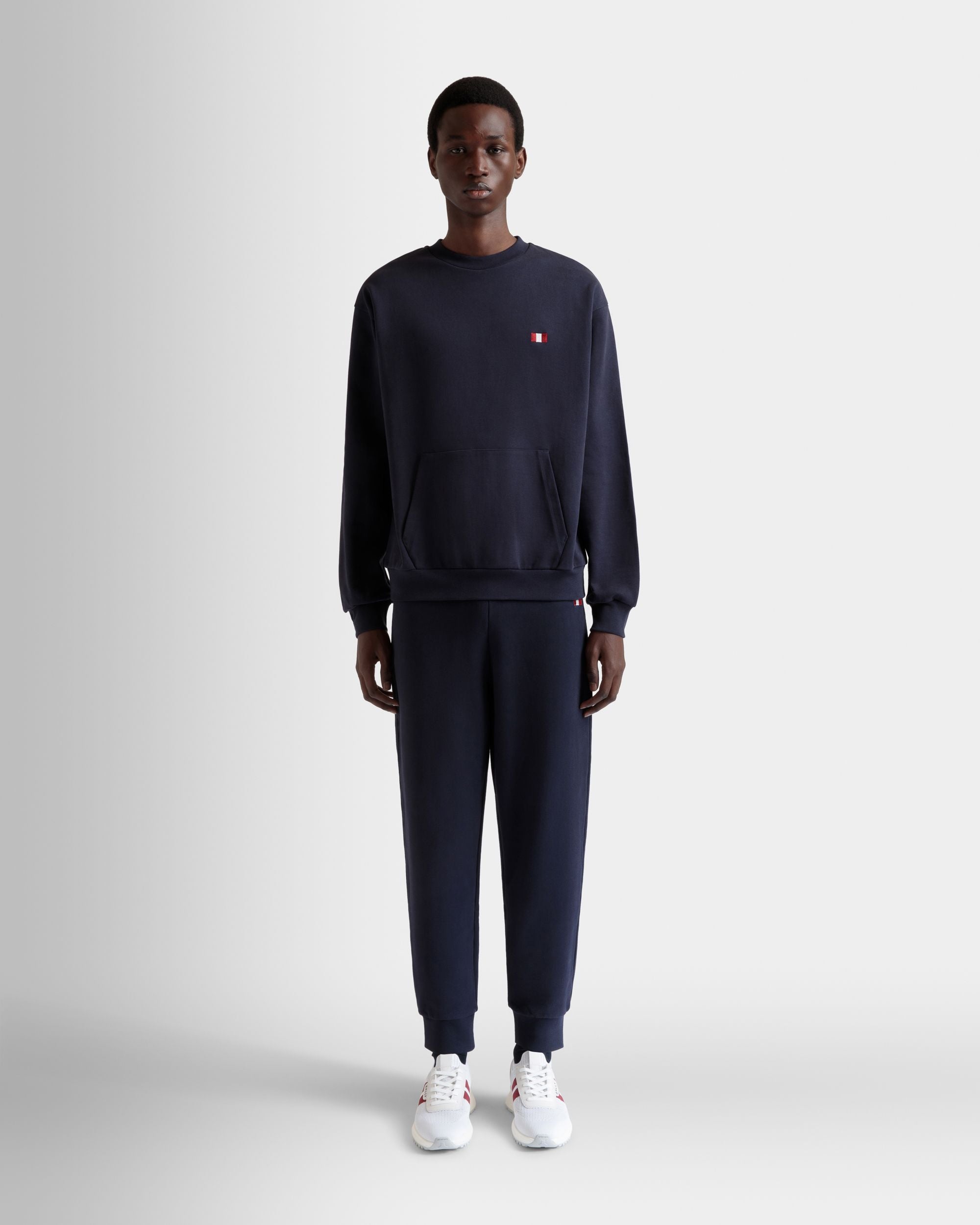 Pantalón De Chándal De Algodón Navy Blue Con Bally Flag - Hombre - Bally - 02