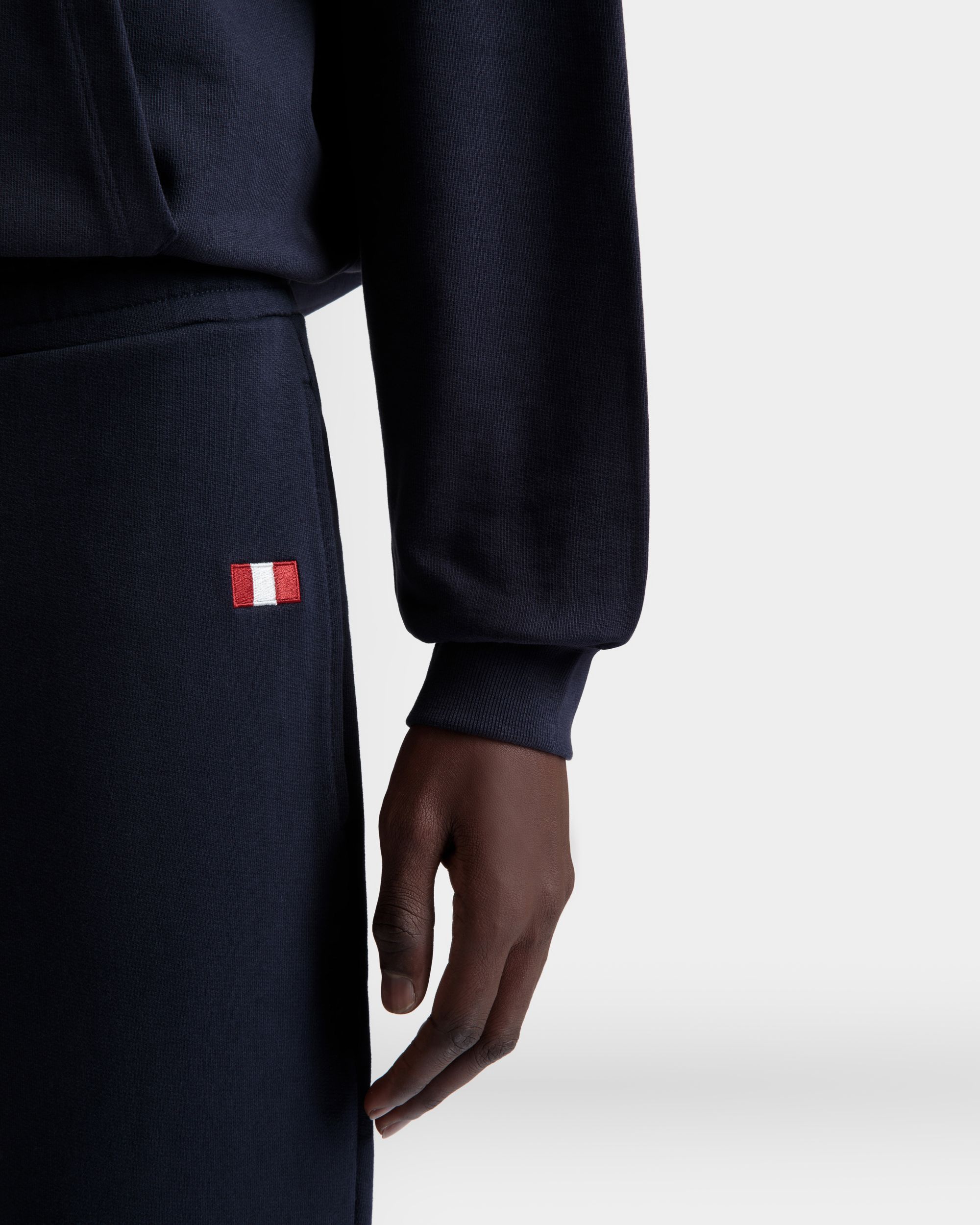 Pantalón De Chándal De Algodón Navy Blue Con Bally Flag - Hombre - Bally - 03