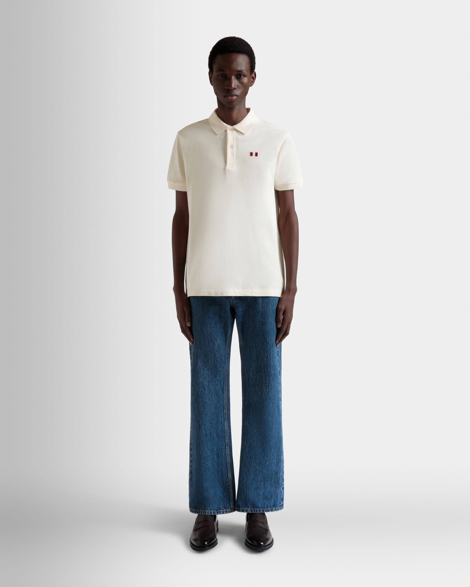 Polo De Algodón Marfil Con Bally Flag - Hombre - Bally - 02
