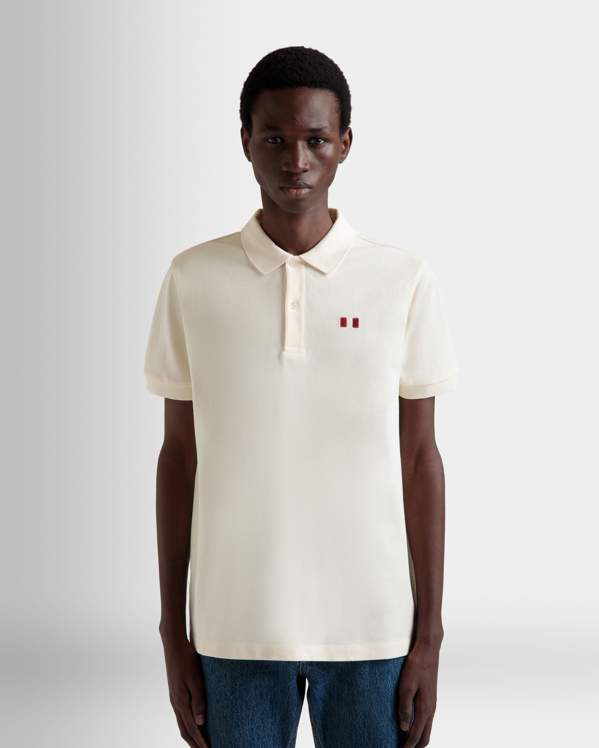Polo De Algodón Marfil Con Bally Flag - Hombre - Bally - 08