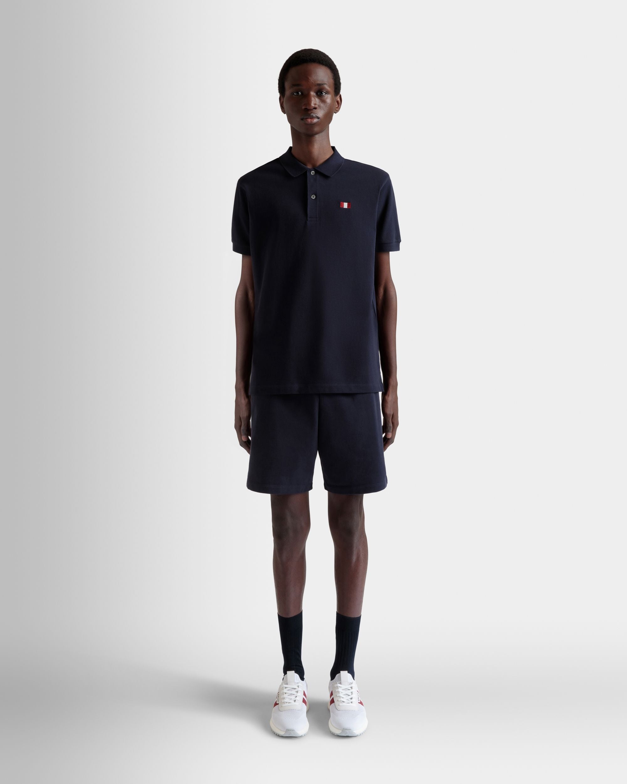 Polo De Algodón Navy Blue Con Bally Flag - Hombre - Bally - 02