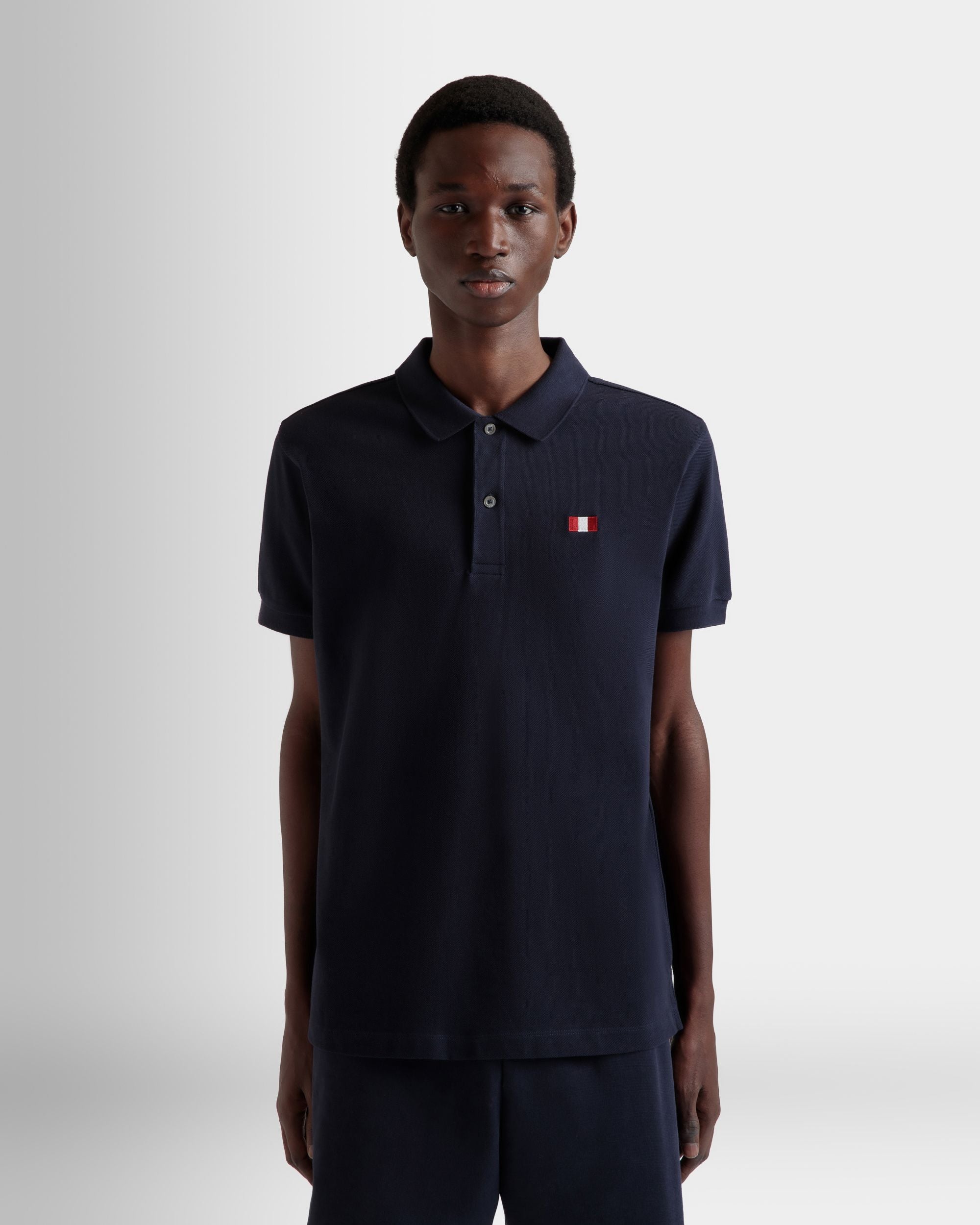 Polo De Algodón Navy Blue Con Bally Flag - Hombre - Bally - 08