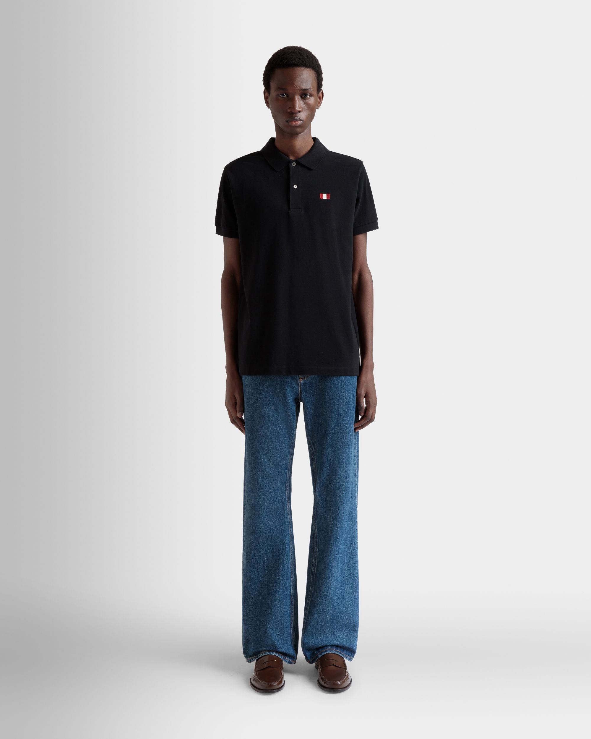 Polo De Algodón Negro Con Bally Flag - Hombre - Bally - 02