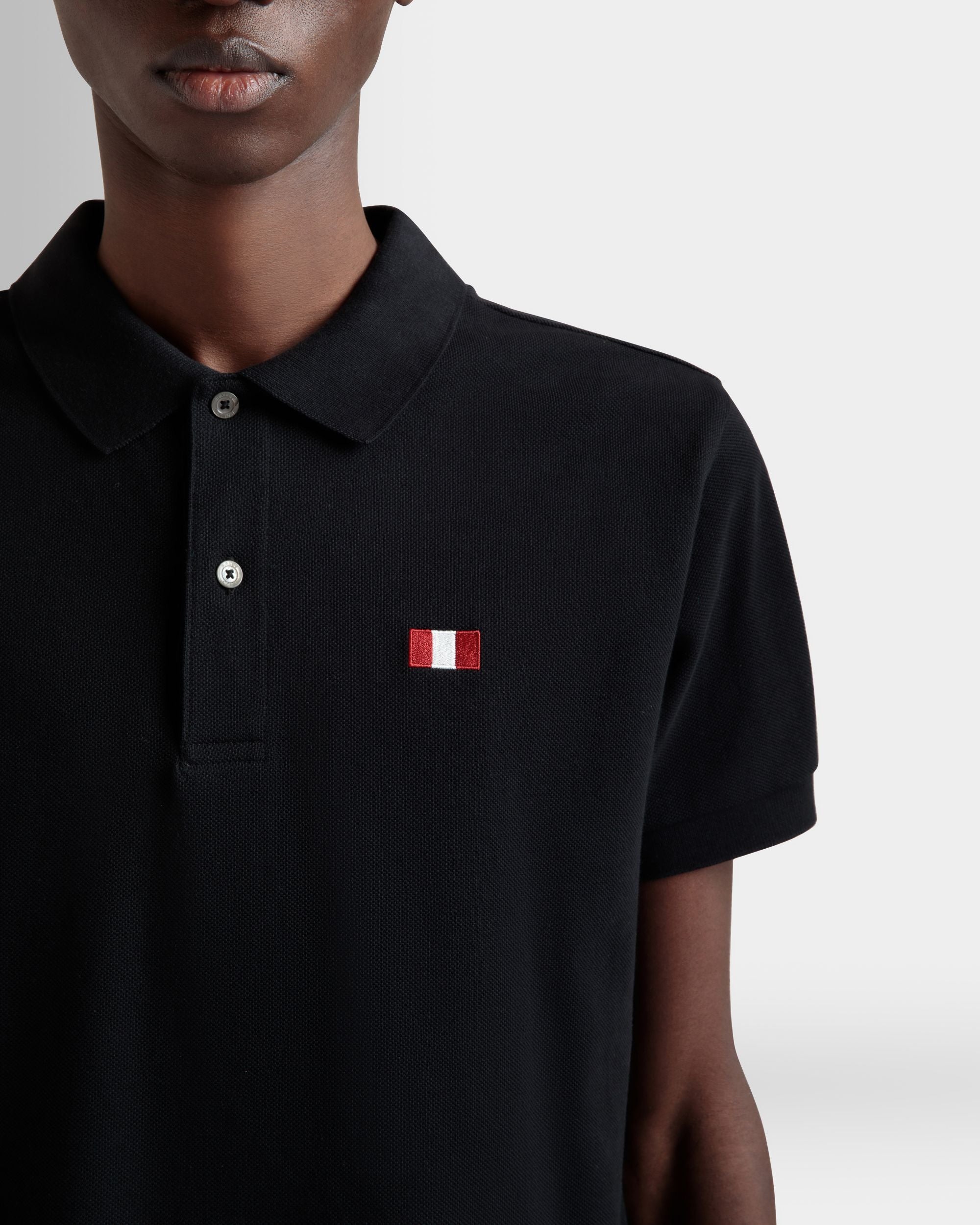 Polo De Algodón Negro Con Bally Flag - Hombre - Bally - 03