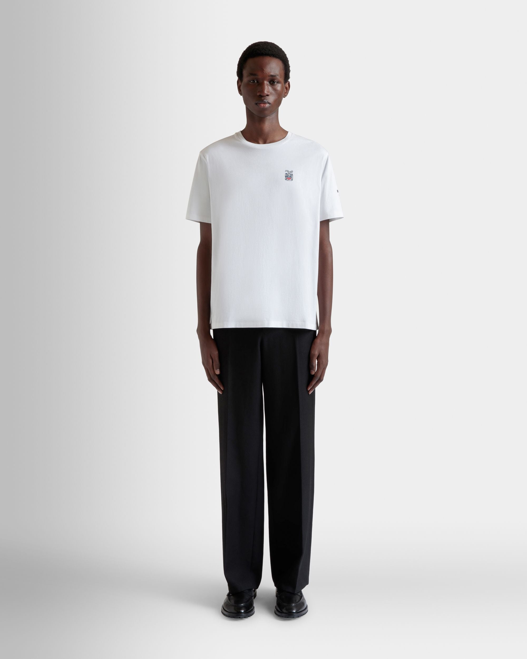 Camiseta De Algodón Blanco - Hombre - Bally - 02