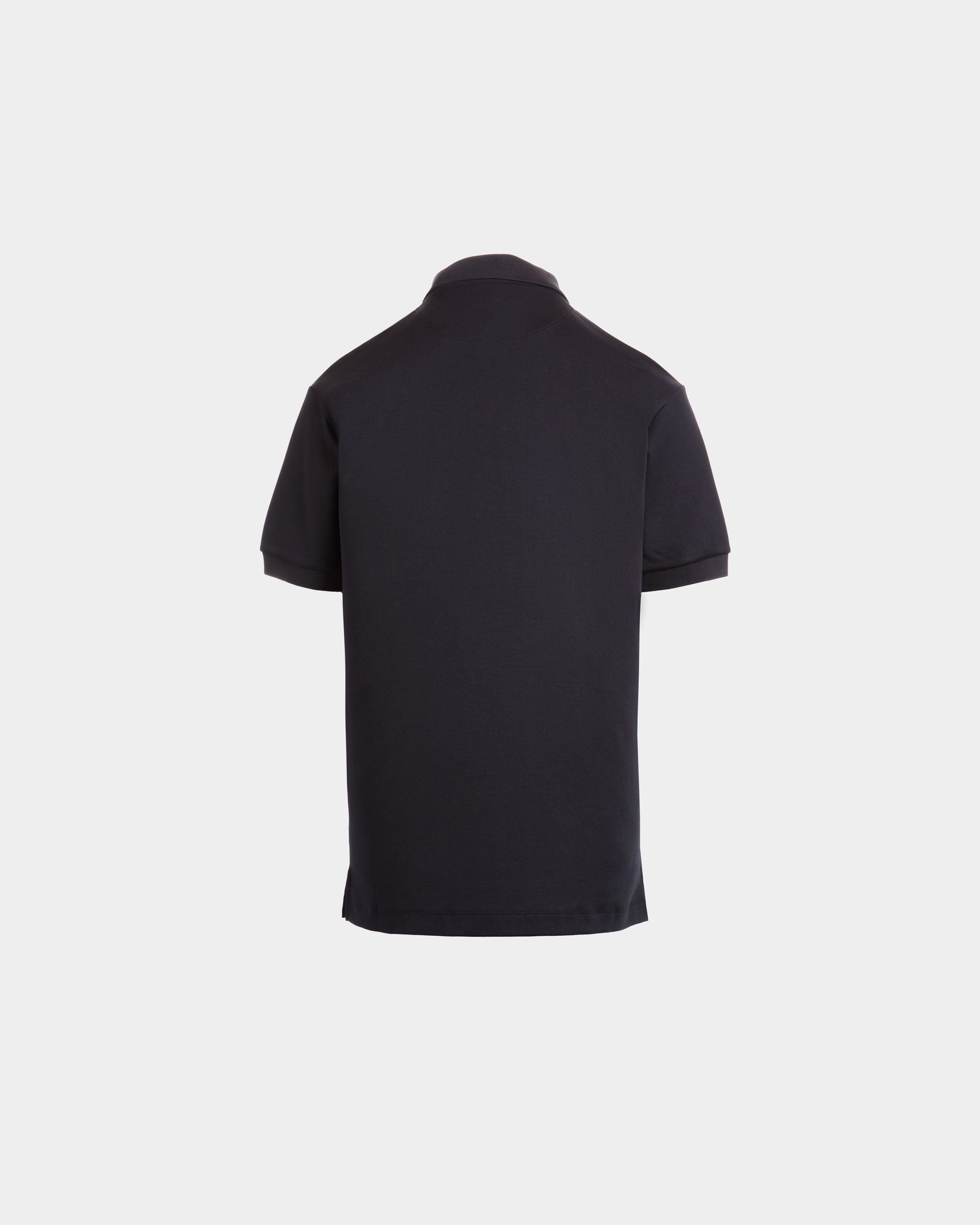 Polo De Manga Corta Con Escudo Bally Crest De Mezcla De Algodón Y Seda Navy Blue - Hombre - Bally - 08