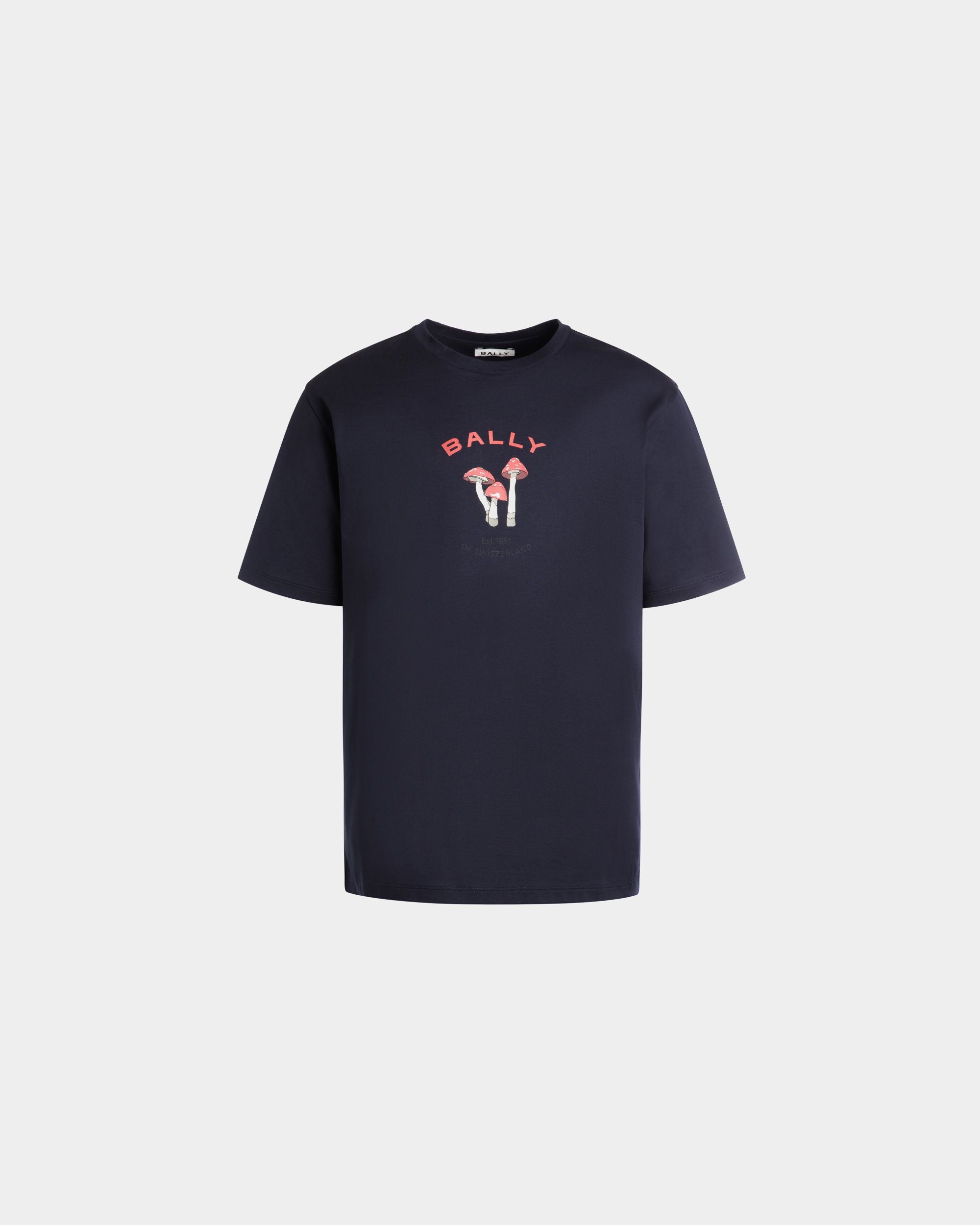 Camiseta De Algodón Navy Blue Con Enchanting Mushrooms - Hombre - Bally - 01
