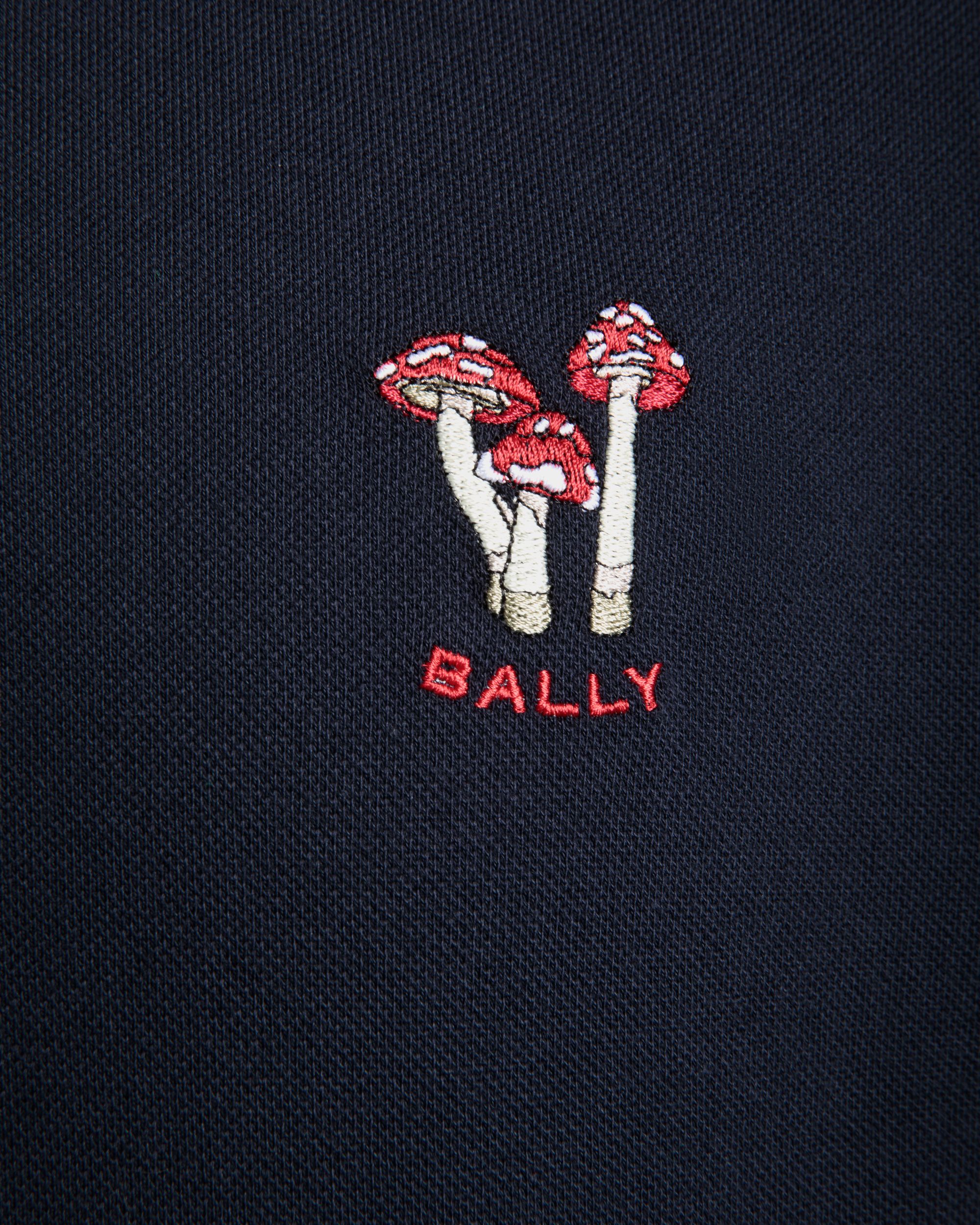 Polo Shirt With Enchanting Mushrooms in Navy Blue Cotton - Men's - Bally - 02