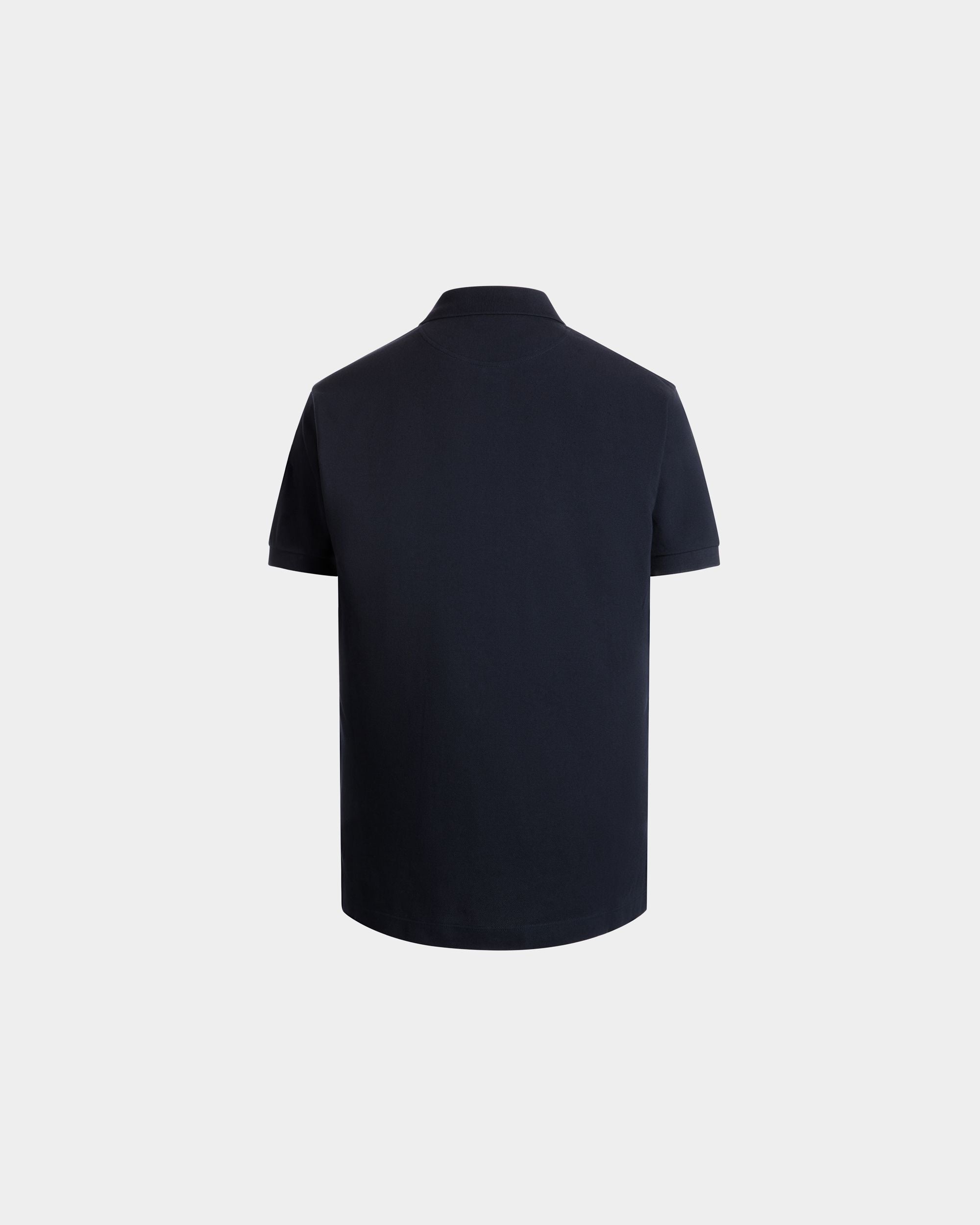 Polo Shirt With Enchanting Mushrooms in Navy Blue Cotton - Men's - Bally - 03