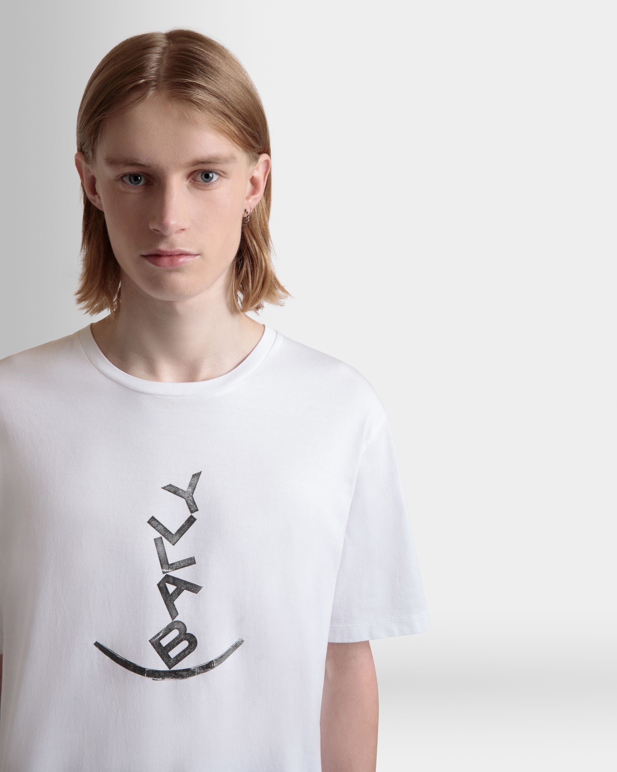Camiseta De Algodón Blanco Con Gráfico Beni Bischof Rocking Bally - Hombre - Bally - 03