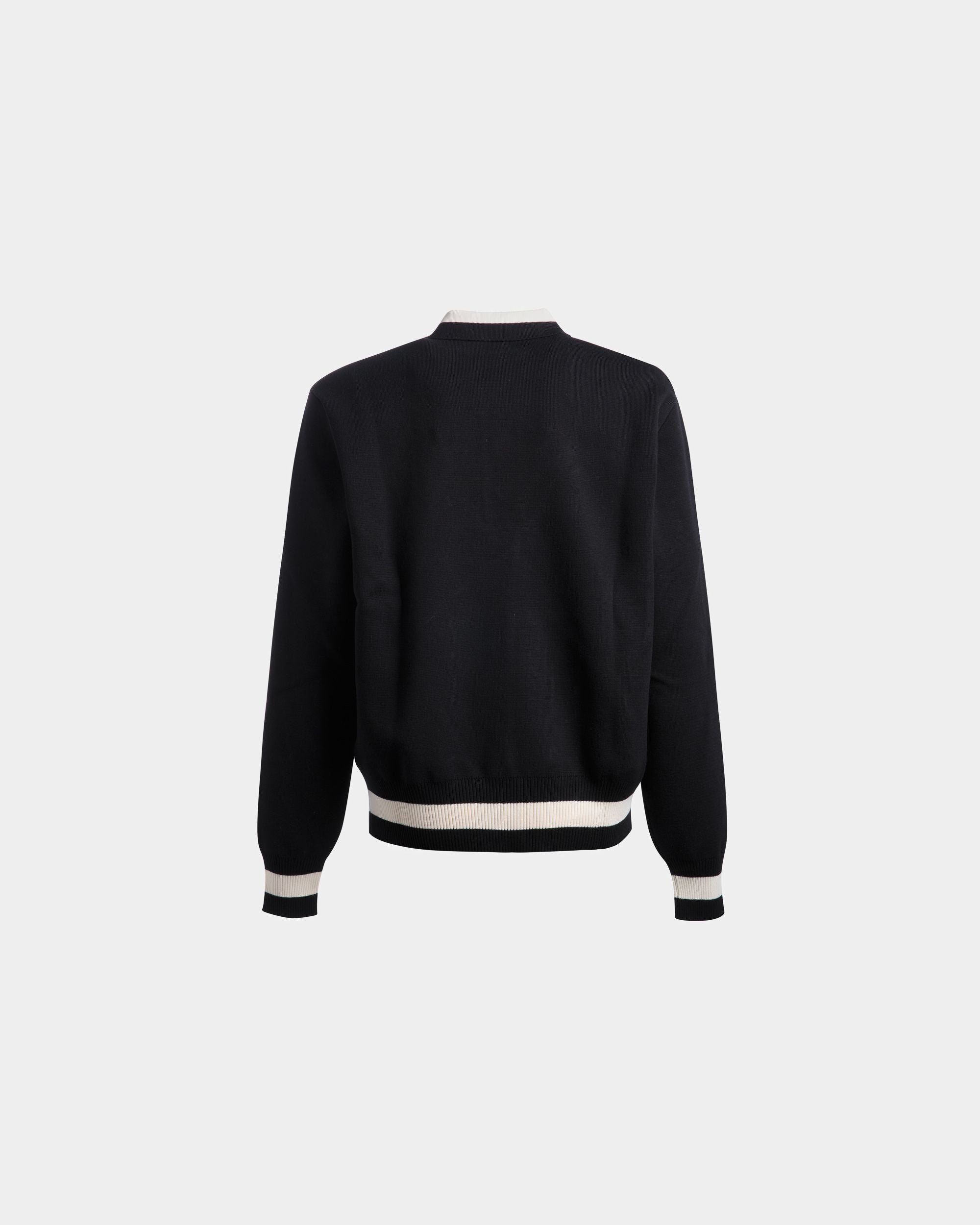 Knitted Cotton Polo Shirt In Black - Men's - Bally - 06