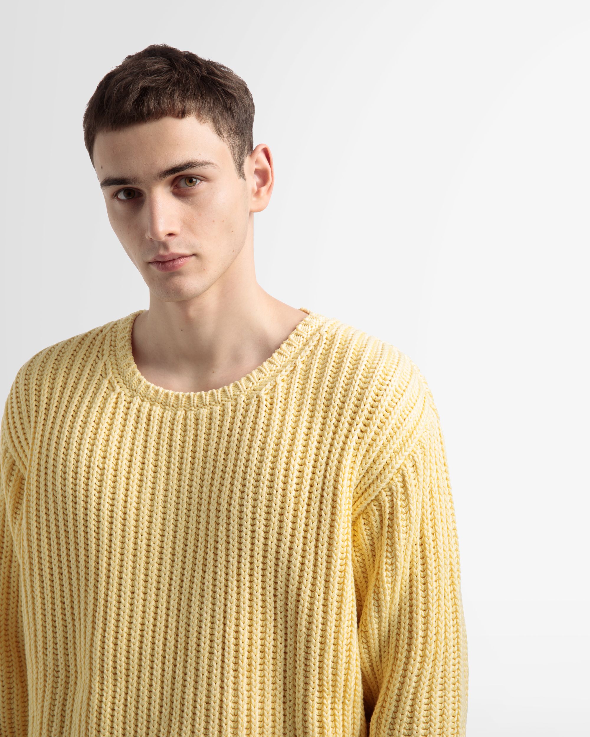 Jersey De Punto De Algodón Con Cuello Redondo En Amarillo - Hombre - Bally - 03