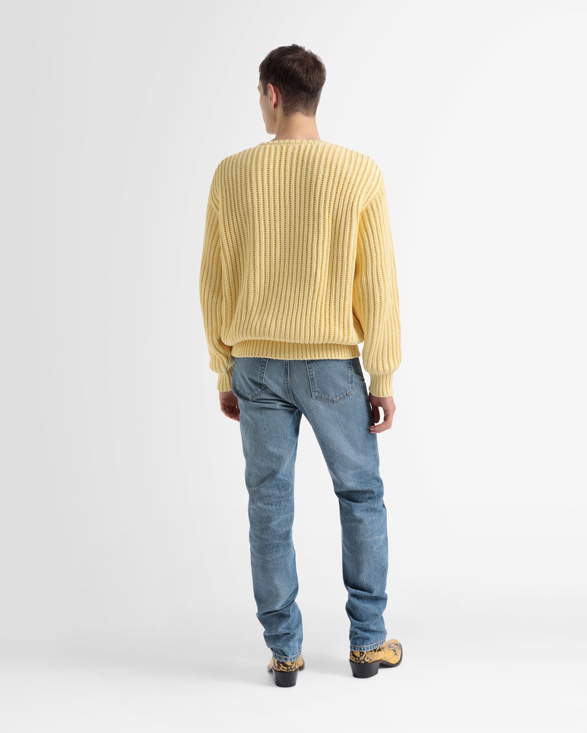 Jersey De Punto De Algodón Con Cuello Redondo En Amarillo - Hombre - Bally - 05