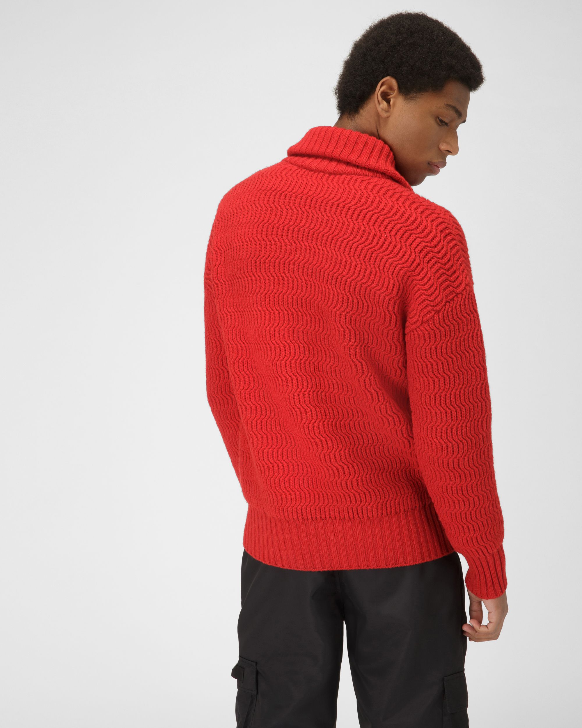 Cárdigan Con Cremallera Cuello Vuelto En Lana Y Cachemir De Color Rojo - Hombre - Bally - 03