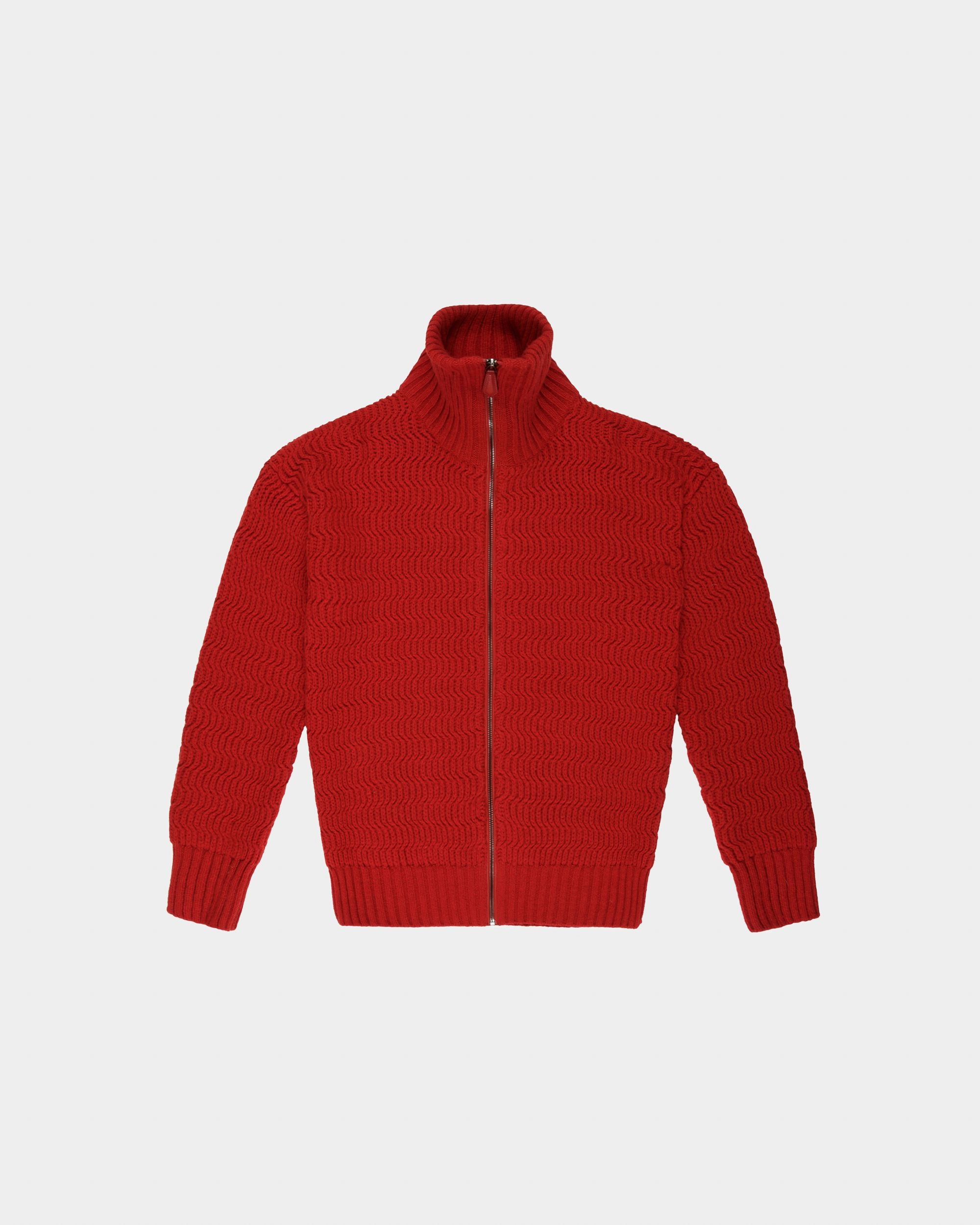 Cárdigan Con Cremallera Cuello Vuelto En Lana Y Cachemir De Color Rojo - Hombre - Bally - 04