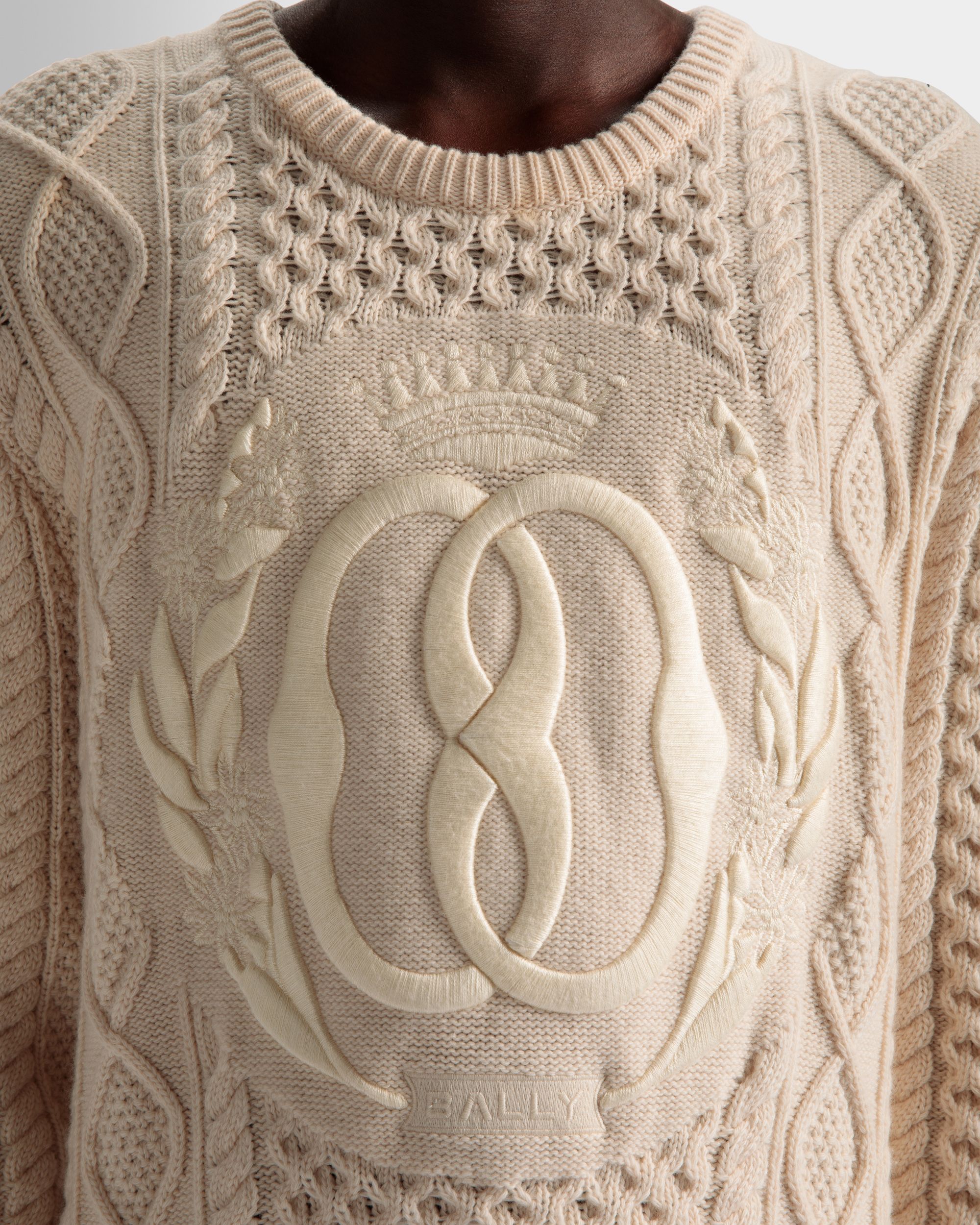 Shawl Neck Cardigan In Bone Wool - Men's - Bally - 03