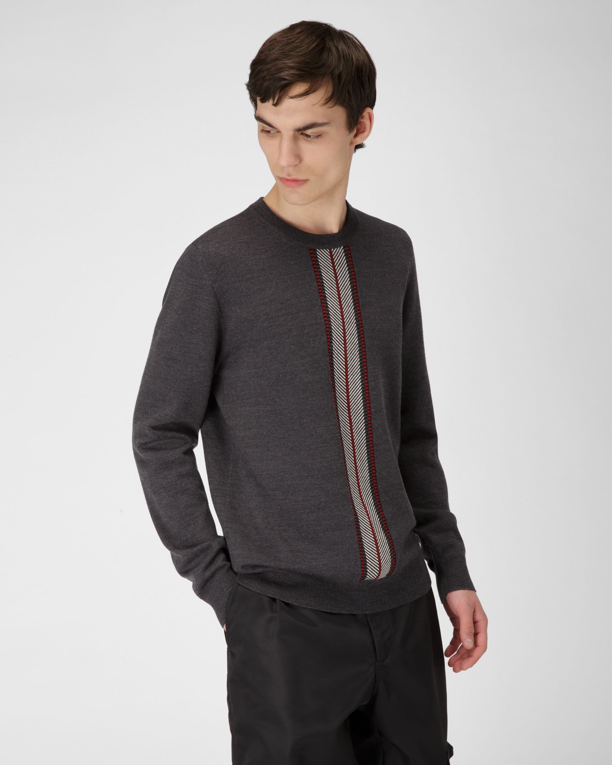 Wool Crewneck In Grey - Men's - Bally - 01