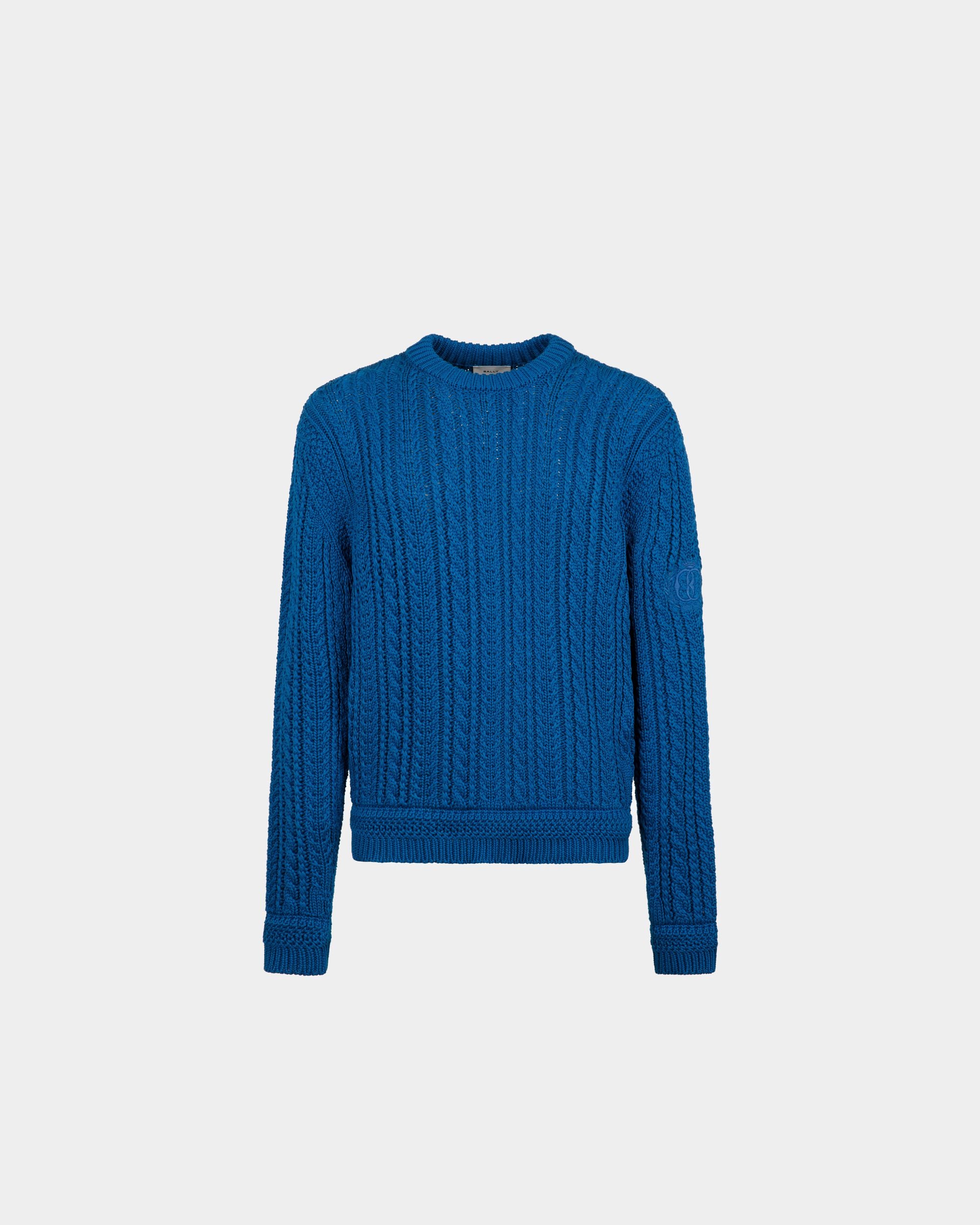 Cable-knit Sweater in Blue Cotton - Men's - Bally - 01