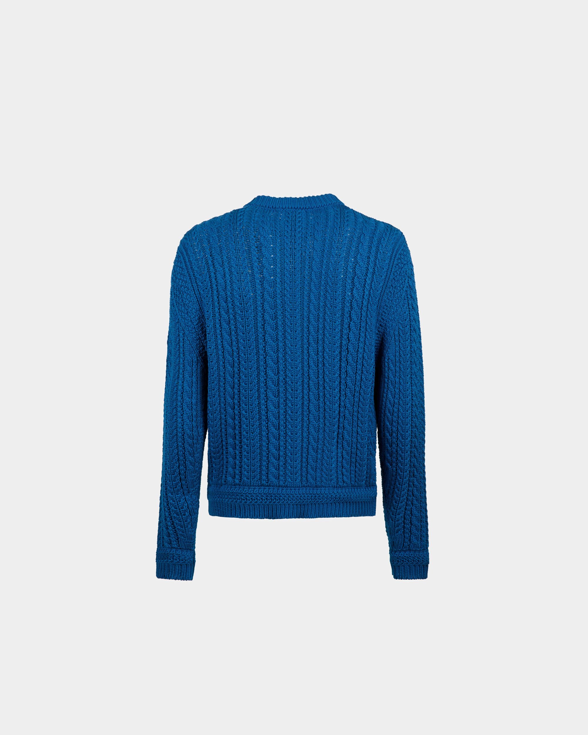Cable-knit Sweater in Blue Cotton - Men's - Bally - 03