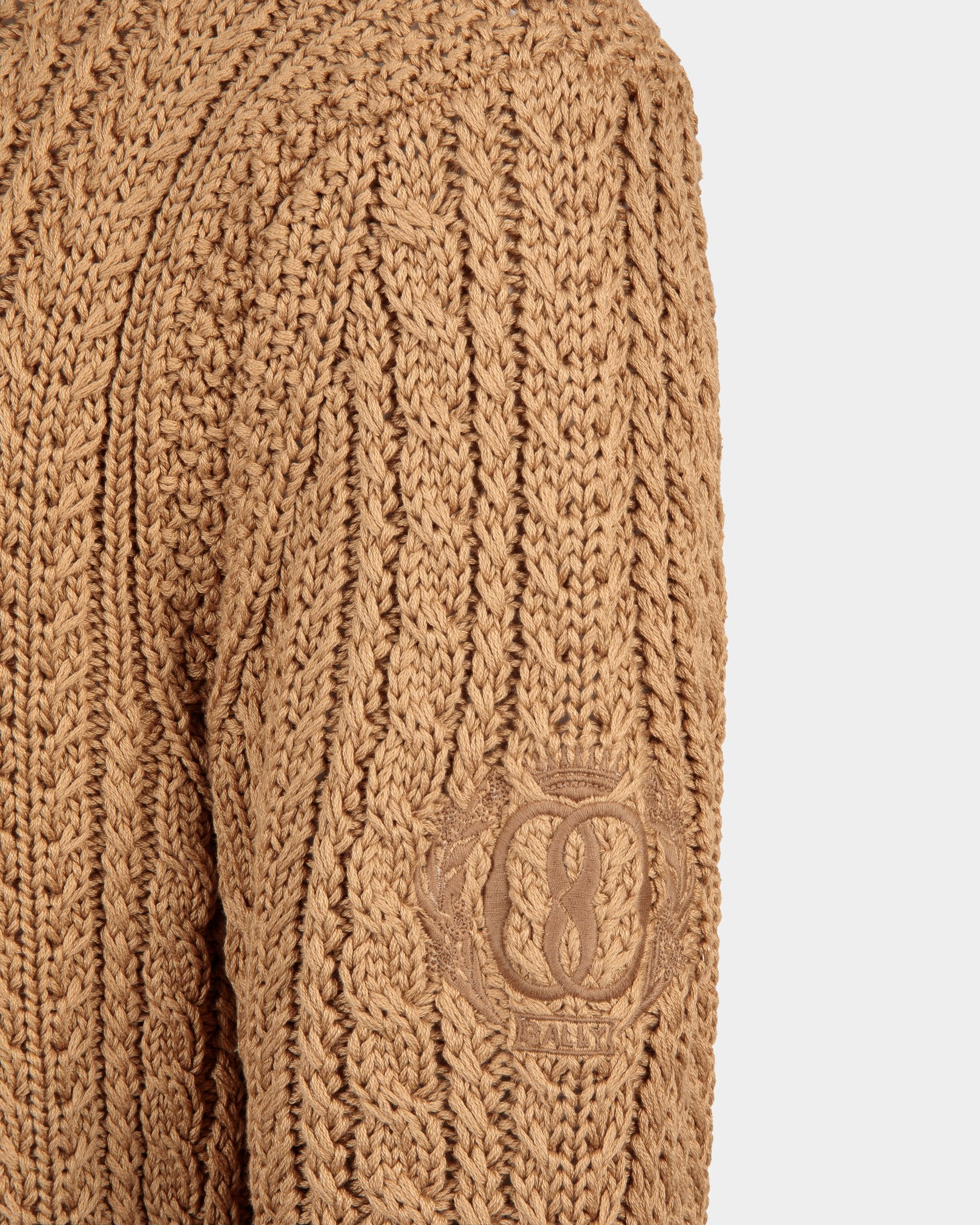 Cable-knit Sweater in Camel Cotton - Men's - Bally - 02