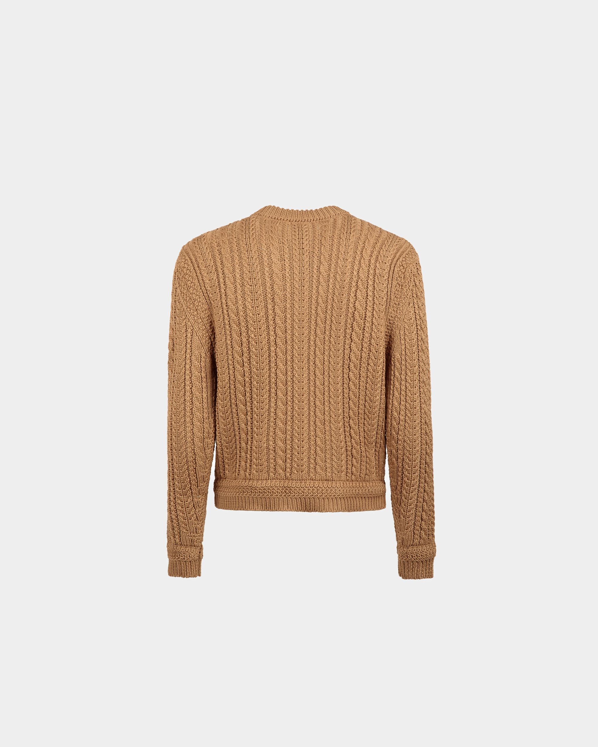 Cable-knit Sweater in Camel Cotton - Men's - Bally - 03