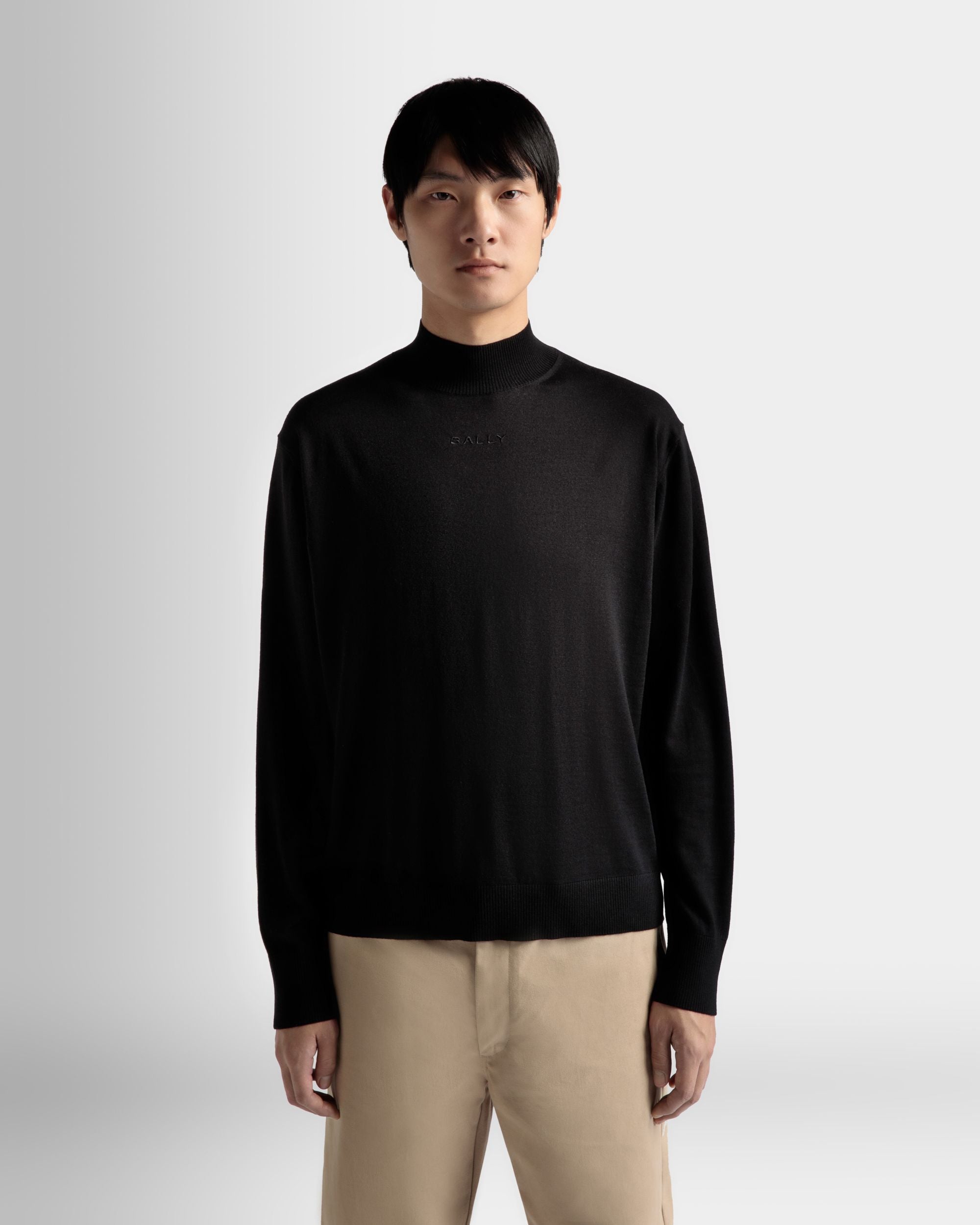 Jersey De Lana Negra Con Cuello Vuelto - Hombre - Bally - 03
