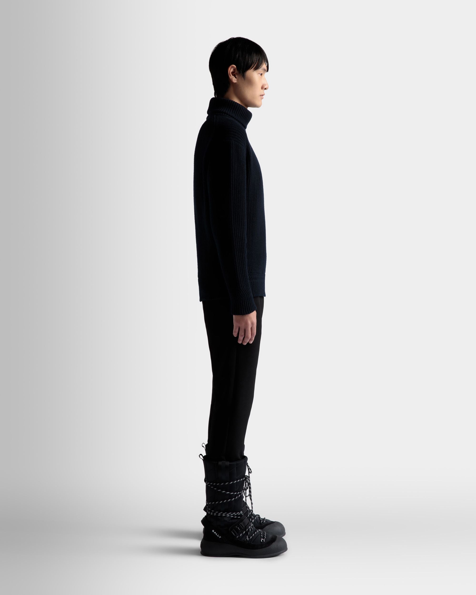 Turtleneck Sweater In Dark Blue Wool - Men's - Bally - 05
