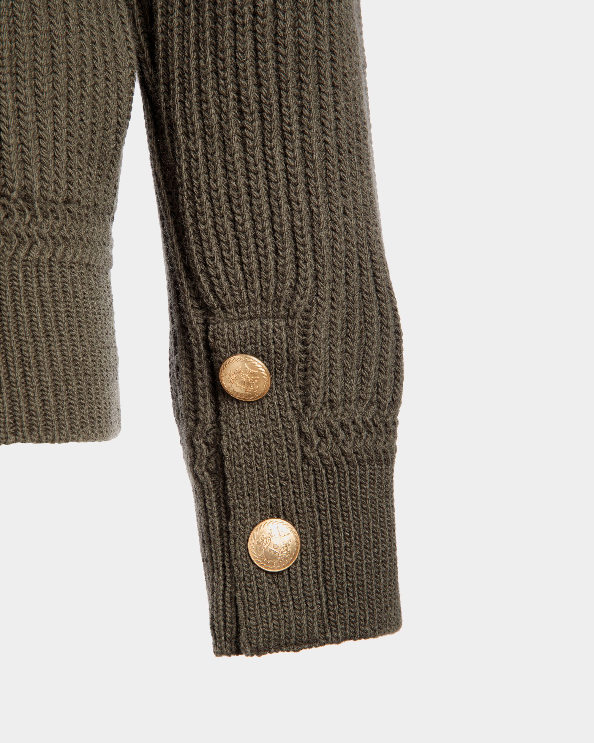 Adrien Brody Travel Collection Cardigan In Military Green Wool - Men's - Bally - 06