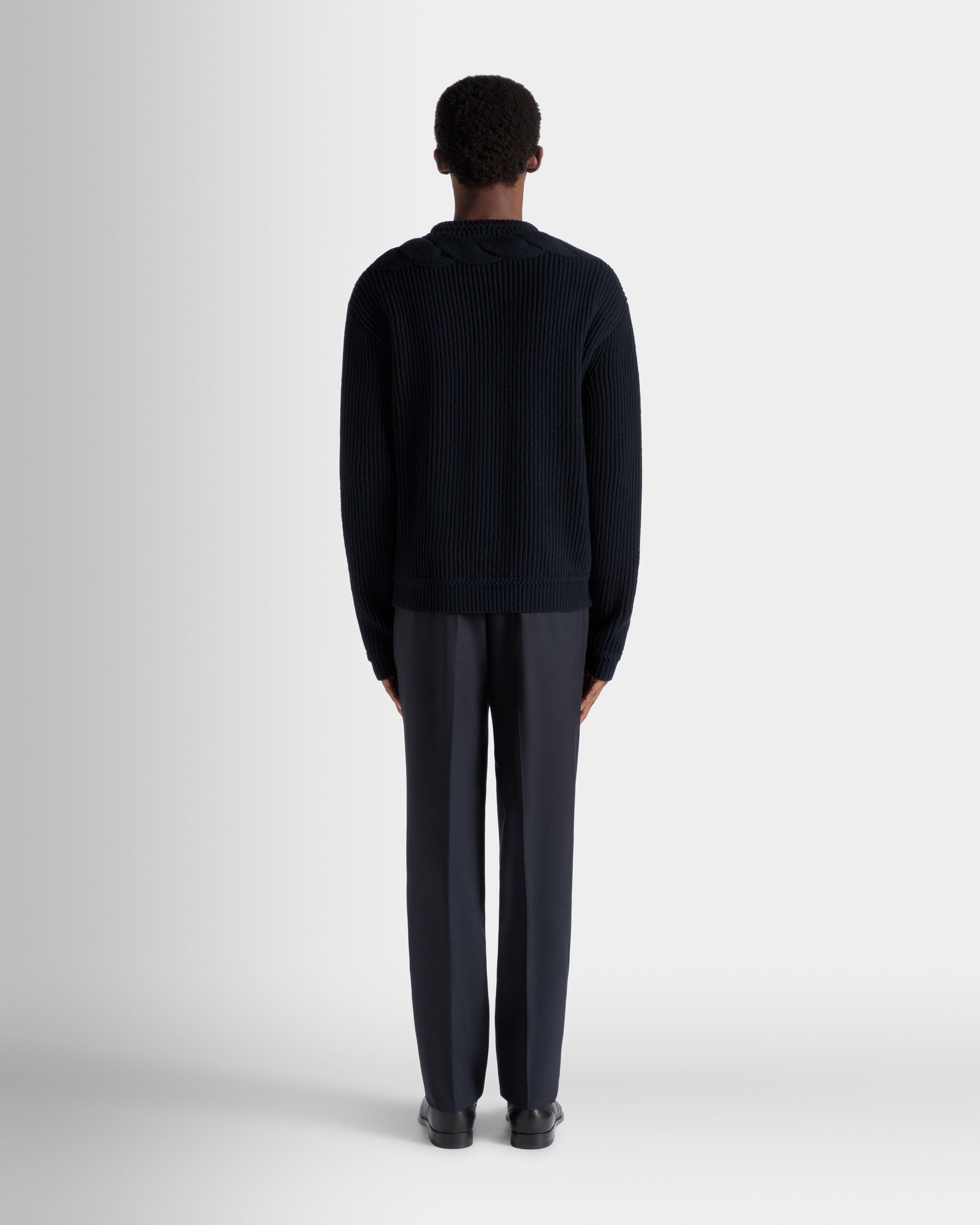 Adrien Brody Travel Collection Crewneck Sweater In Navy Blue Wool - Men's - Bally - 08