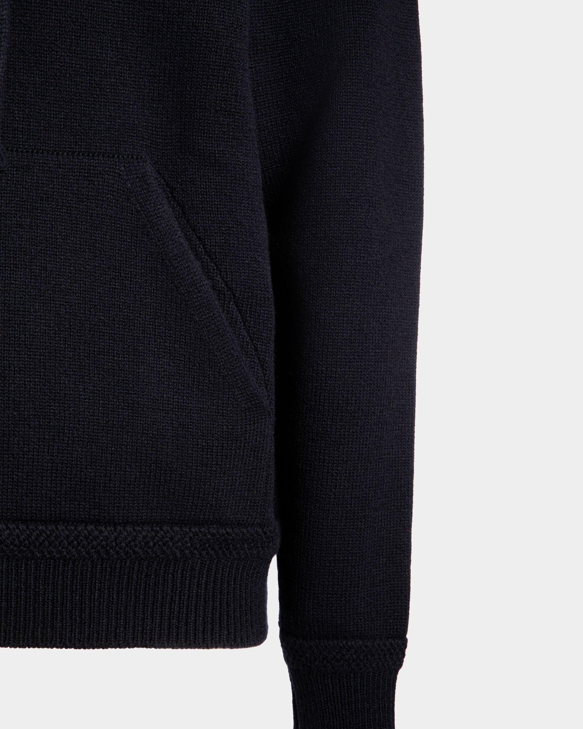 Adrien Brody Travel Collection Hoodie In Navy Blue Wool Blend - Men's - Bally - 06