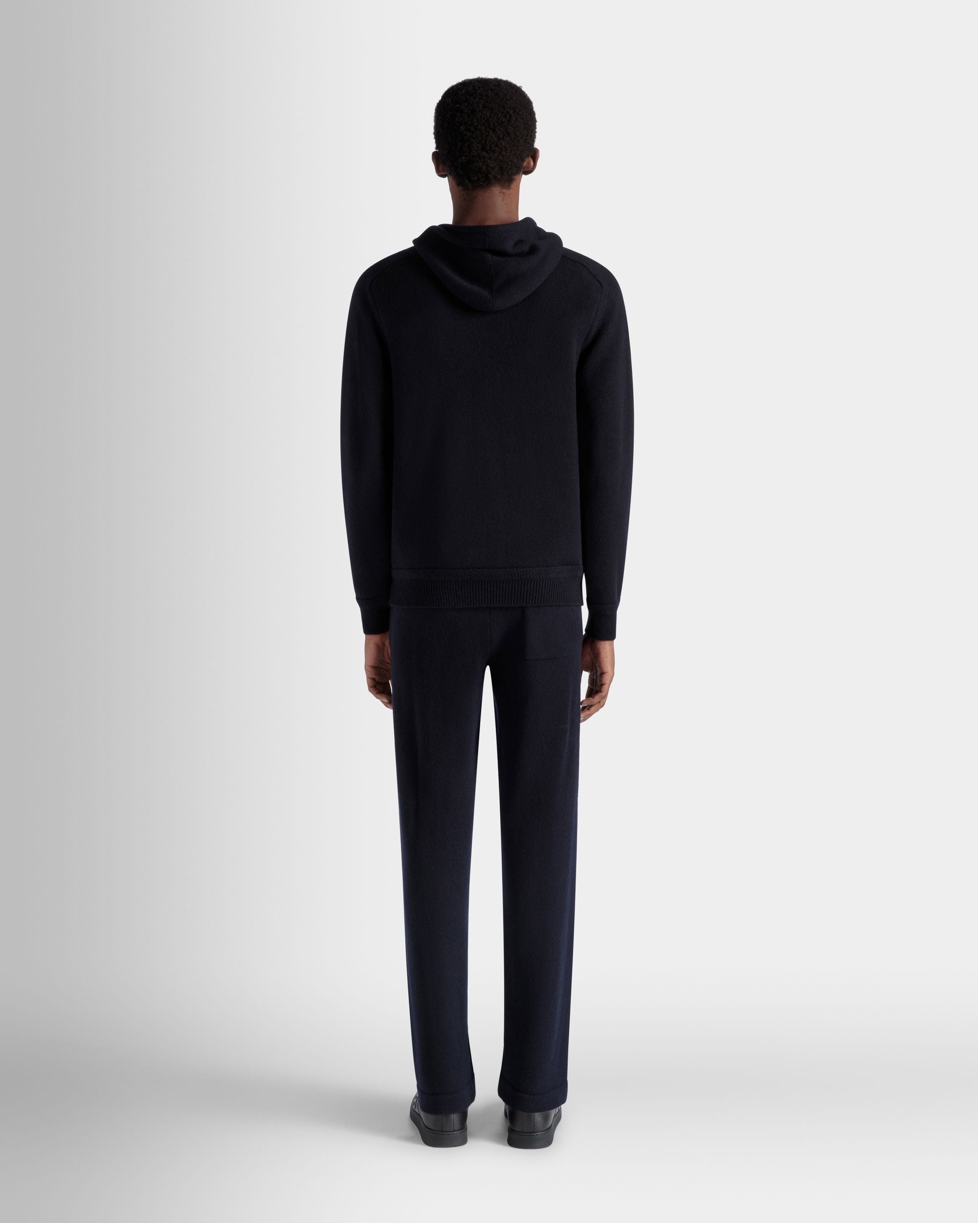 Adrien Brody Travel Collection Hoodie In Navy Blue Wool Blend - Men's - Bally - 08