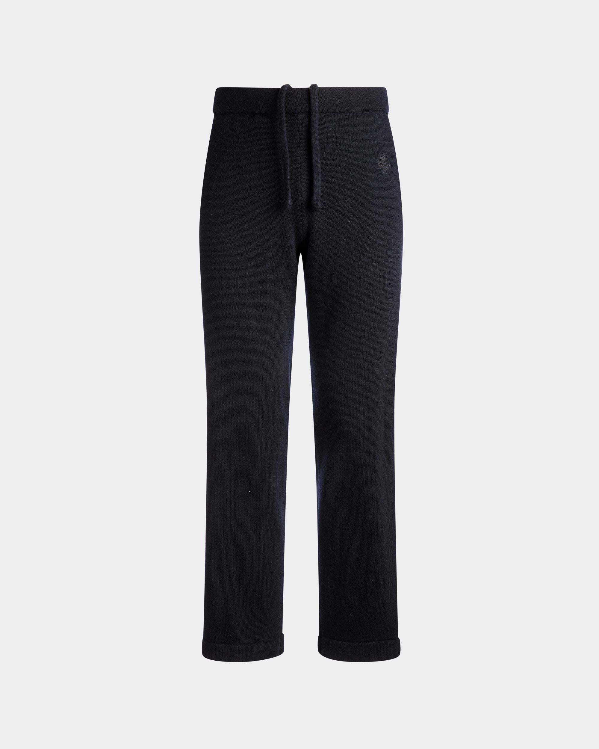 Adrien Brody Travel Collection Sweatpants In Navy Blue Wool Blend - Men's - Bally - 01